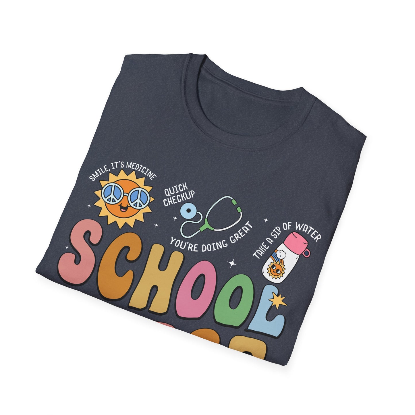 School Nurse Unisex Softstyle T-Shirt - Fun & Colorful Design for Education Professionals