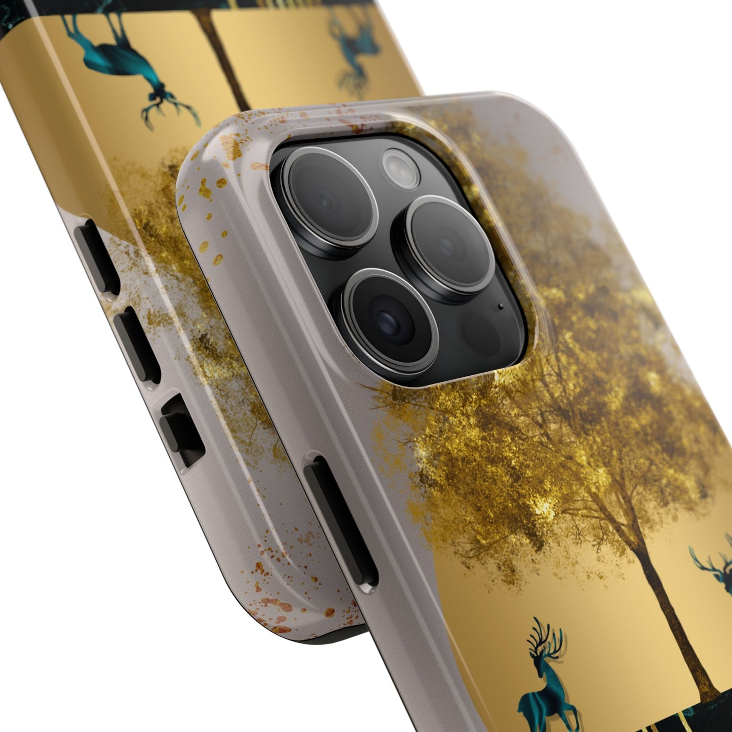Elegant Wilderness Tough Phone Case - Golden Tree & Deer Design