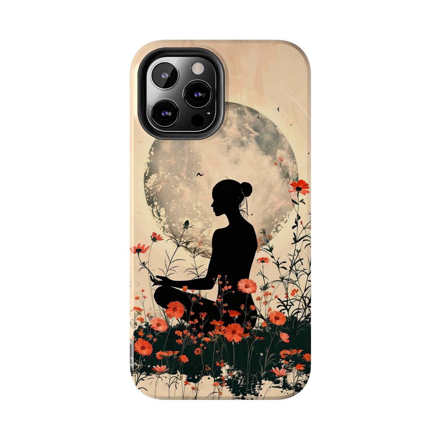 Meditative Vibe Tough Phone Case - Floral Silhouette Design
