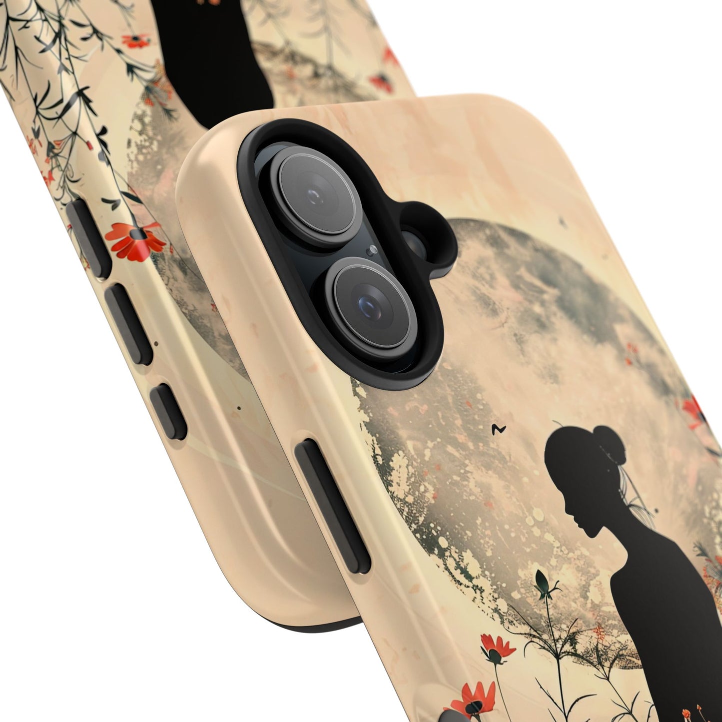 Meditative Vibe Tough Phone Case - Floral Silhouette Design