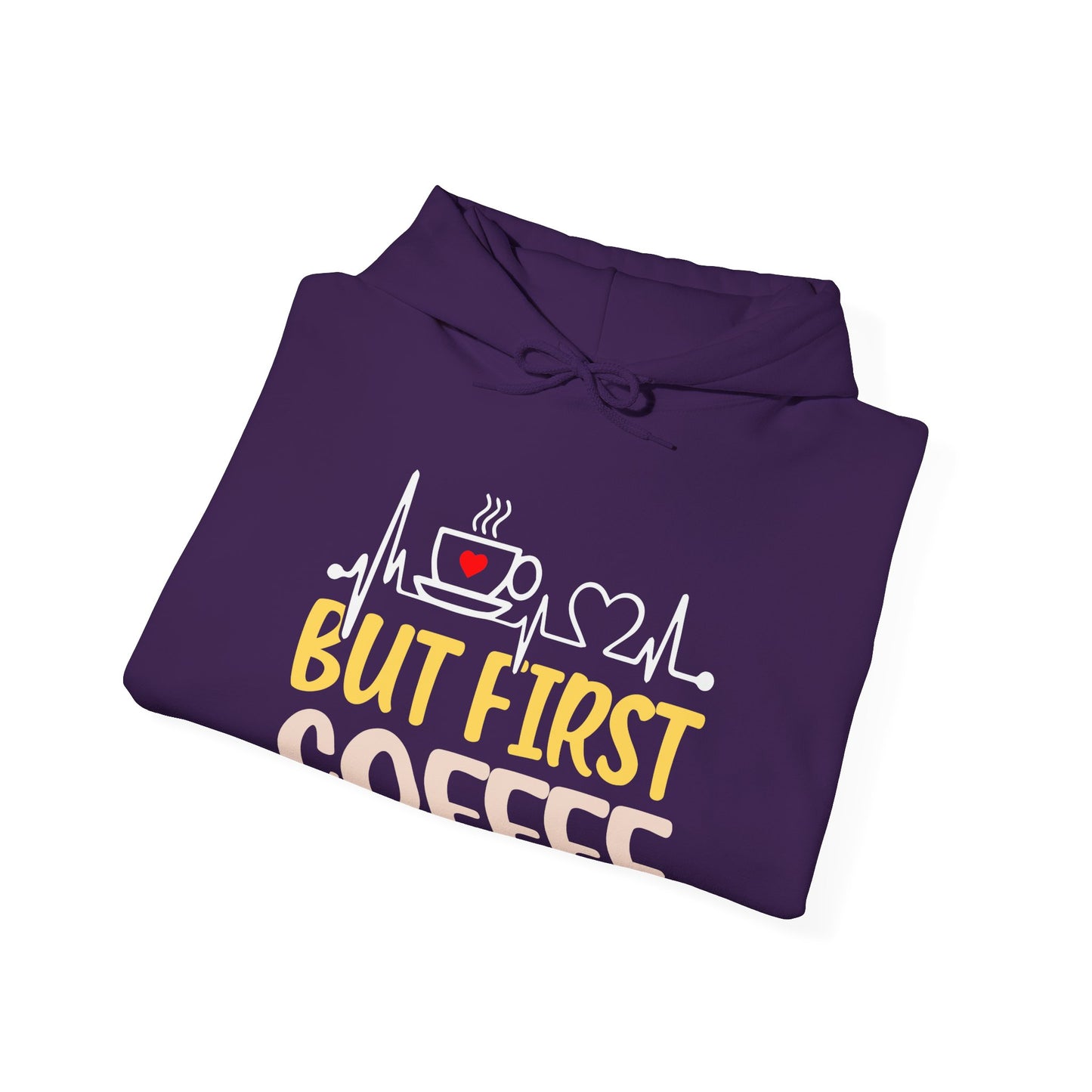 But First Coffee Hoodie - Unisex Heavy Blend Sweatshirt for Coffee Lovers