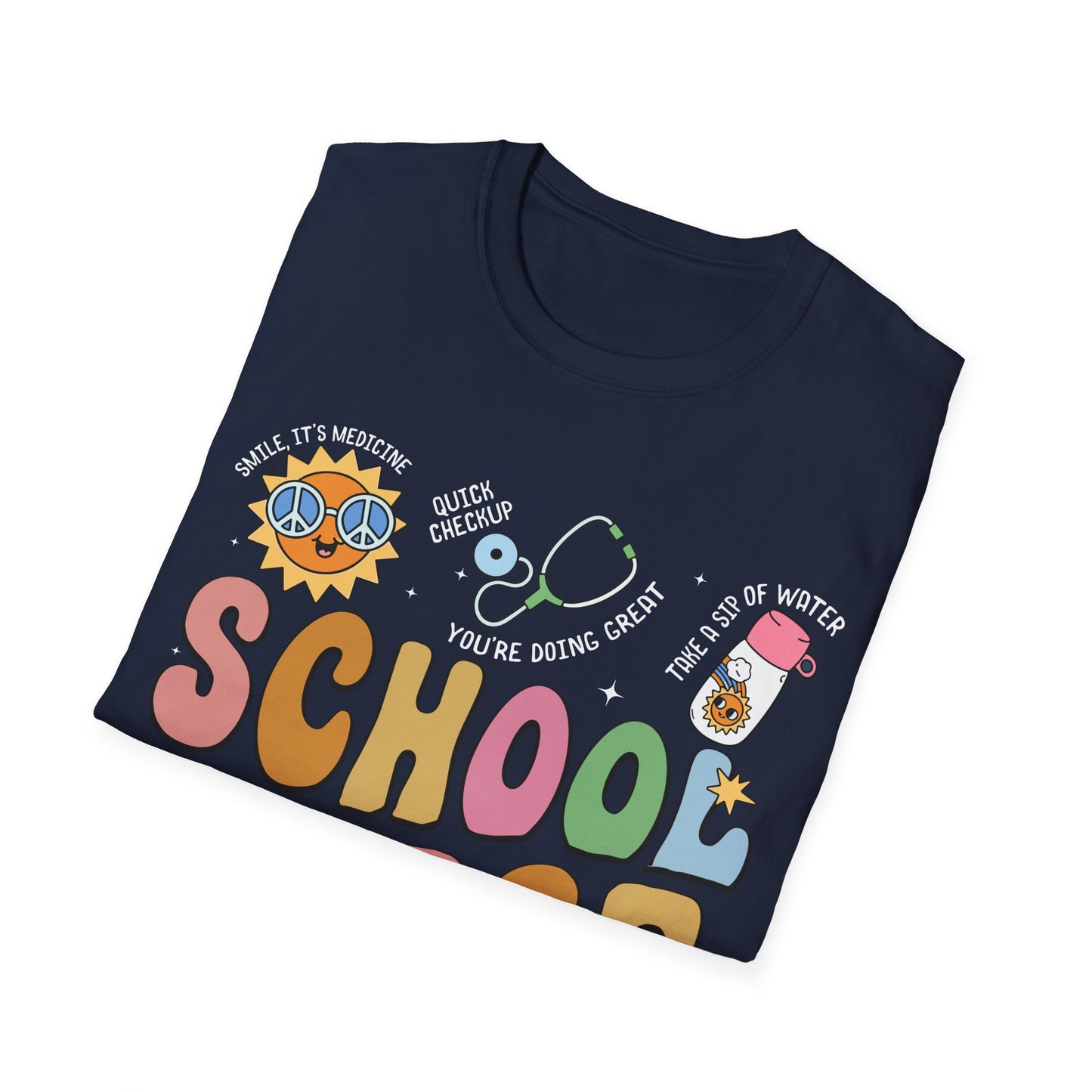 School Nurse Unisex Softstyle T-Shirt - Fun & Colorful Design for Education Professionals