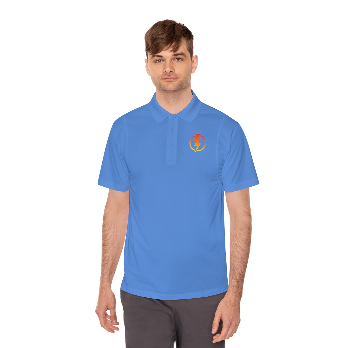 Men's Sport Polo Shirt with Lightning Bolt Design