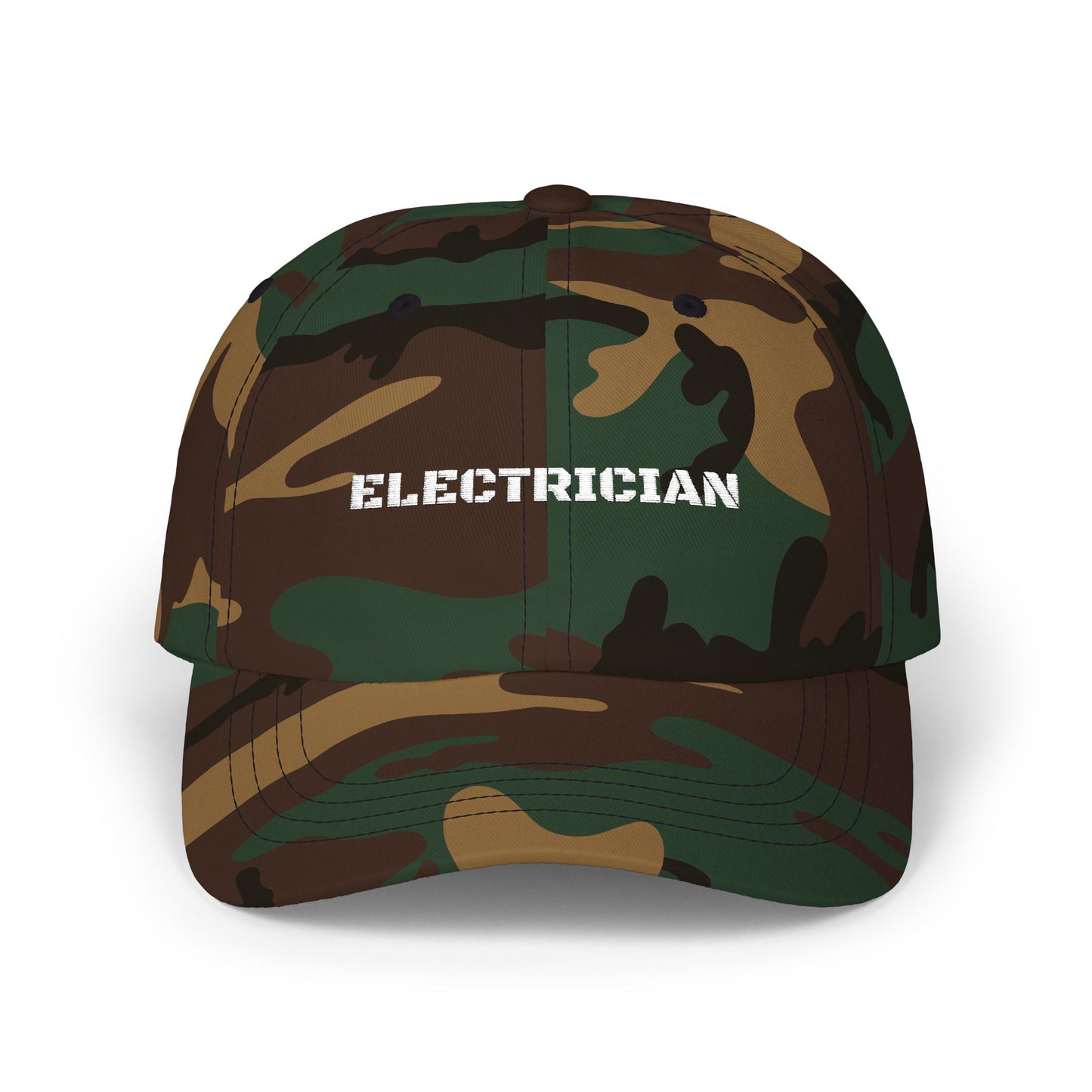 Camouflage Electrician Dad Cap, Gift for Electricians, Casual Hat for Dads, Unique Father's Day Gift, Outdoor Cap