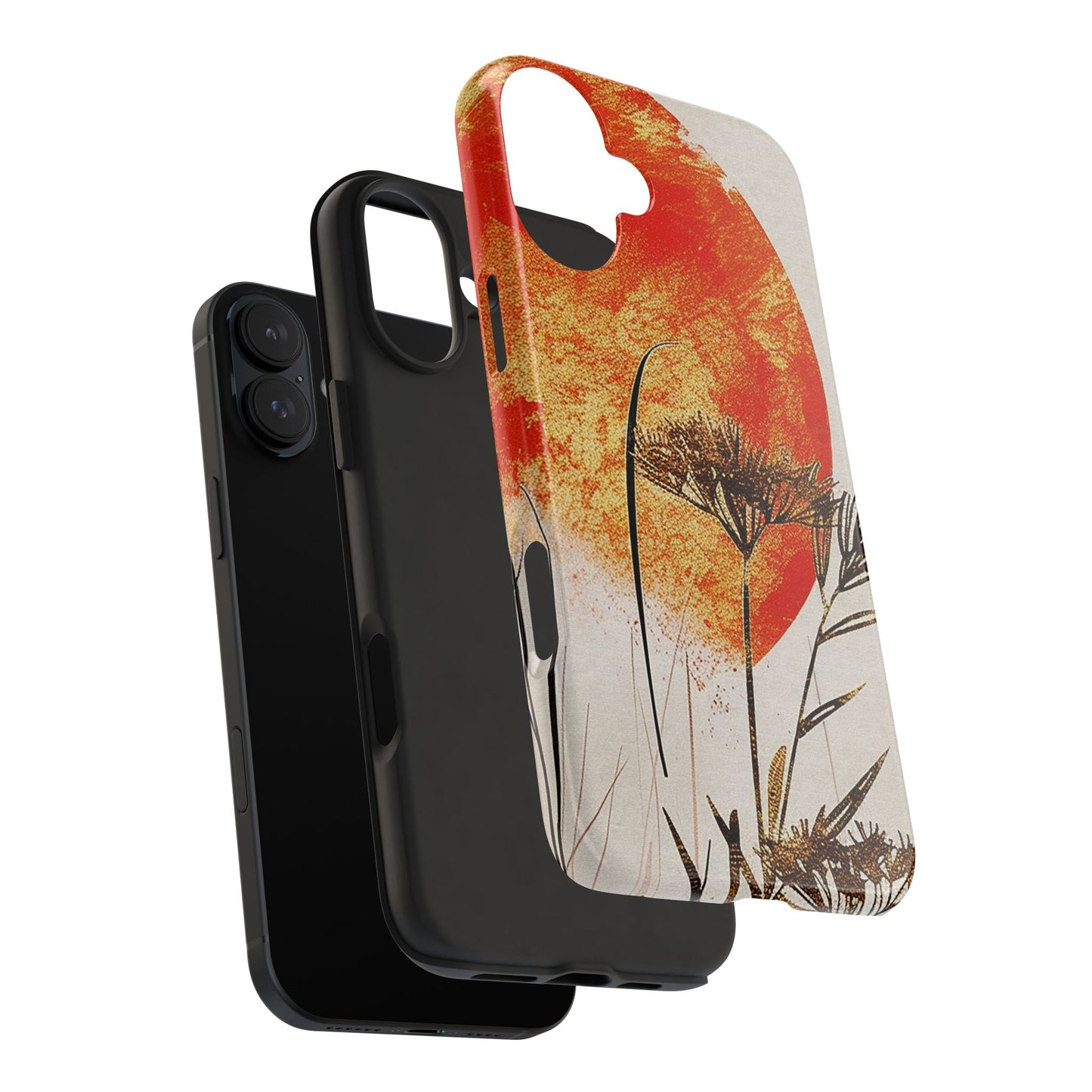 Artistic Floral Tough Phone Case - Sunset Design for Nature Lovers