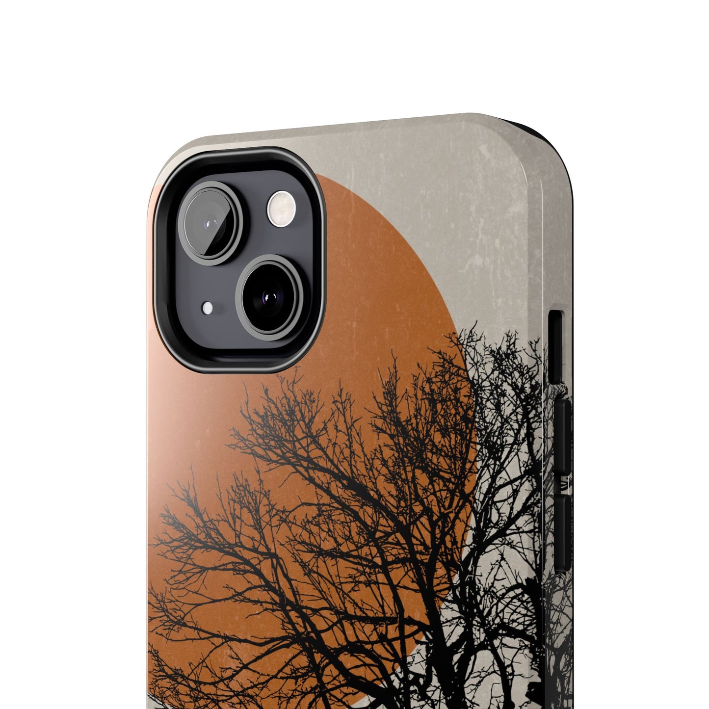 Artistic Tough Phone Case with Tree and Sunset Design