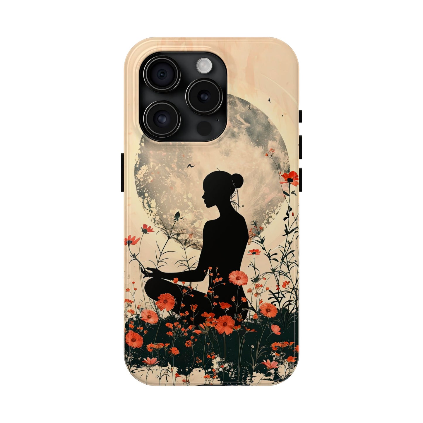 Meditative Vibe Tough Phone Case - Floral Silhouette Design