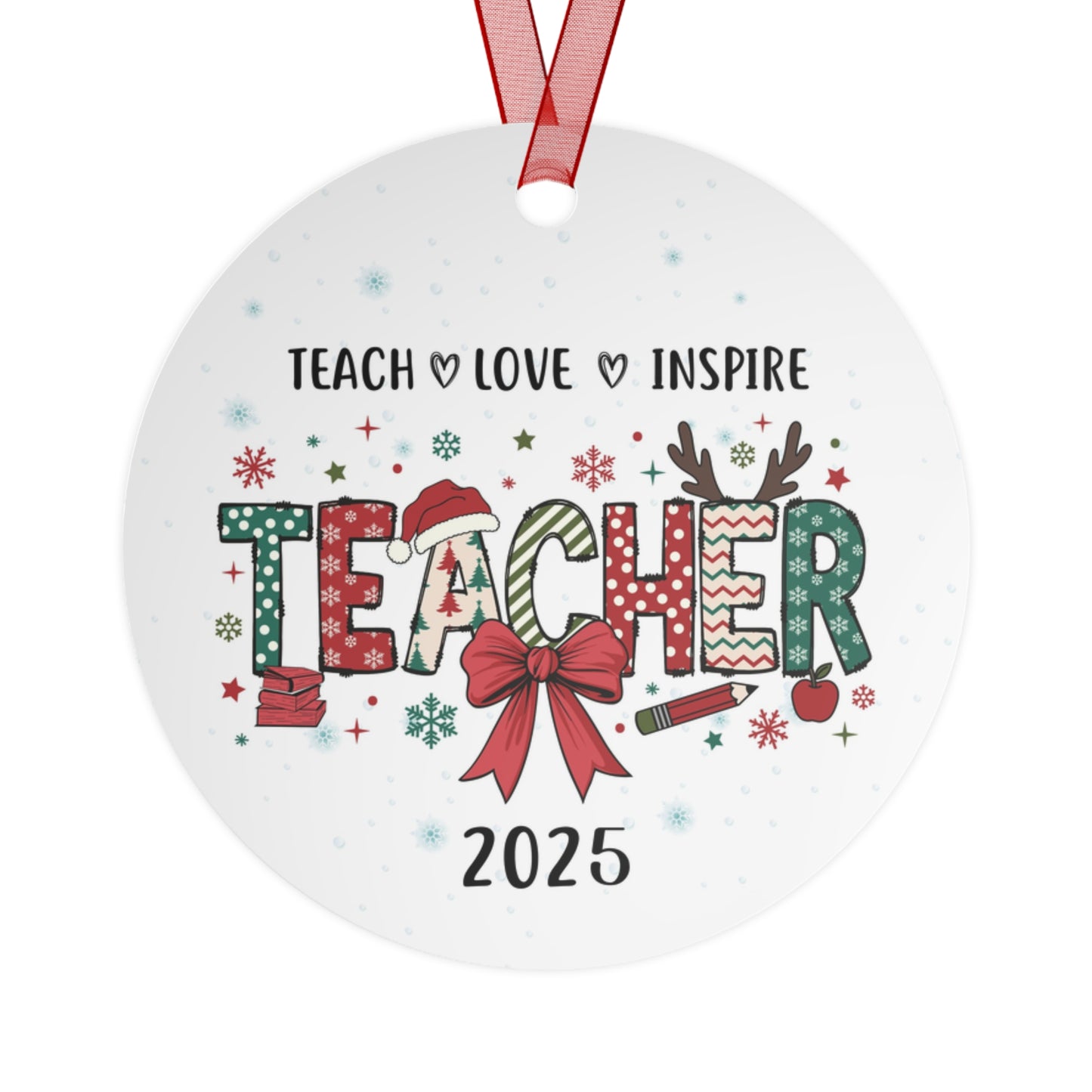 Teacher Inspiration Metal Ornament, Christmas Gift for Educators, Holiday Decor, Personalized Teacher Gift, Yearly Keepsake