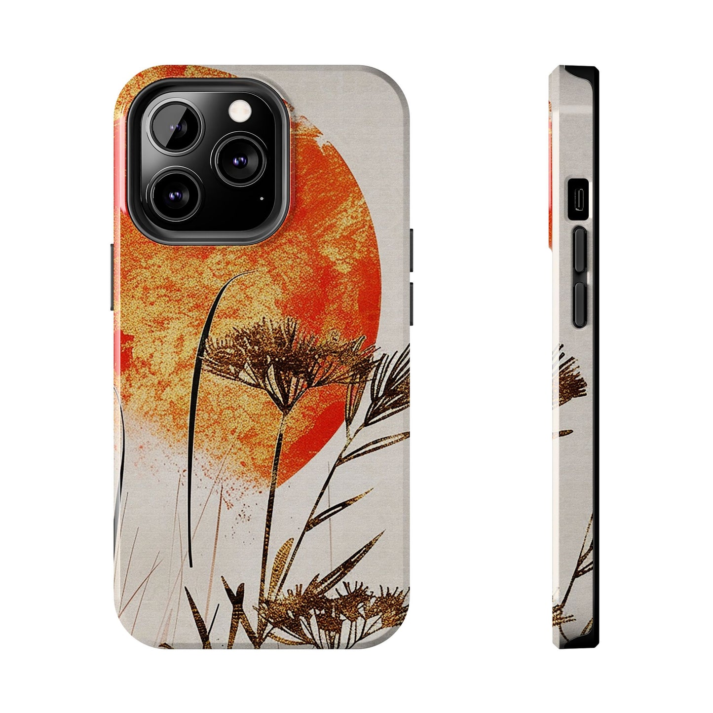 Artistic Floral Tough Phone Case - Sunset Design for Nature Lovers