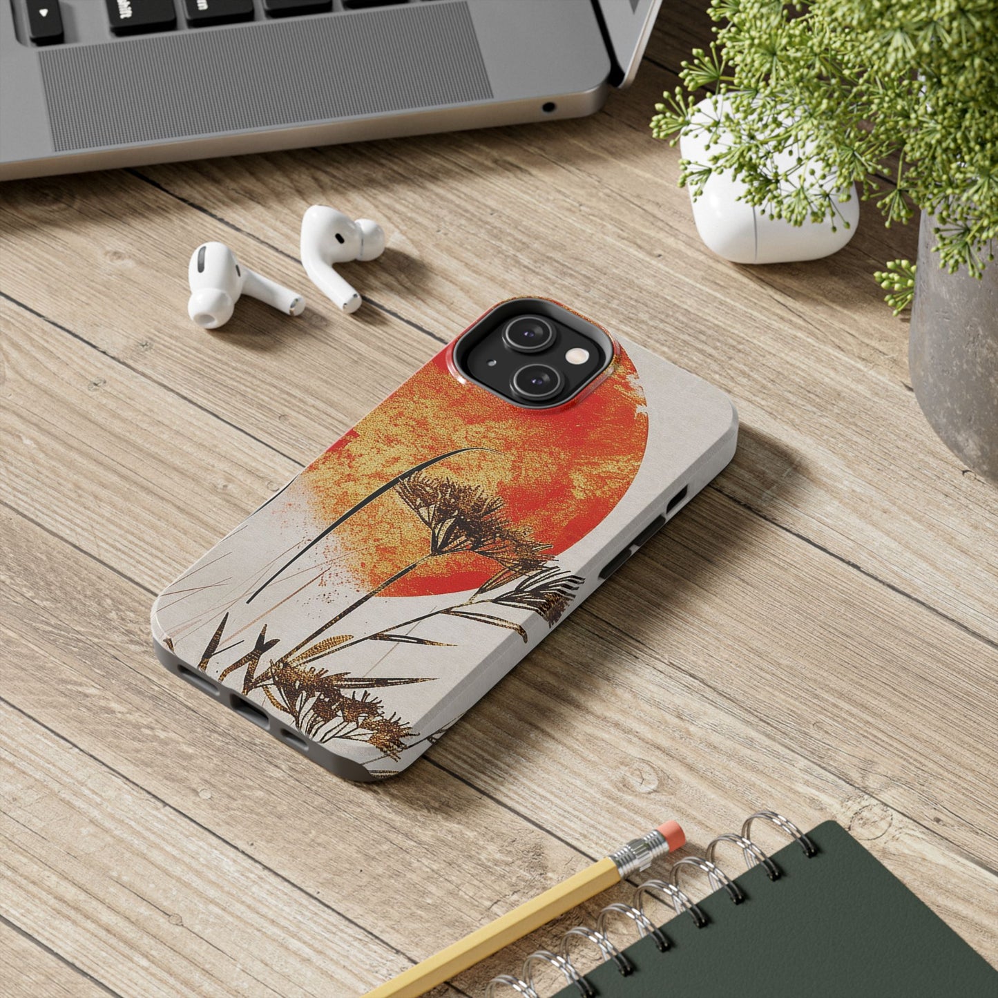 Artistic Floral Tough Phone Case - Sunset Design for Nature Lovers