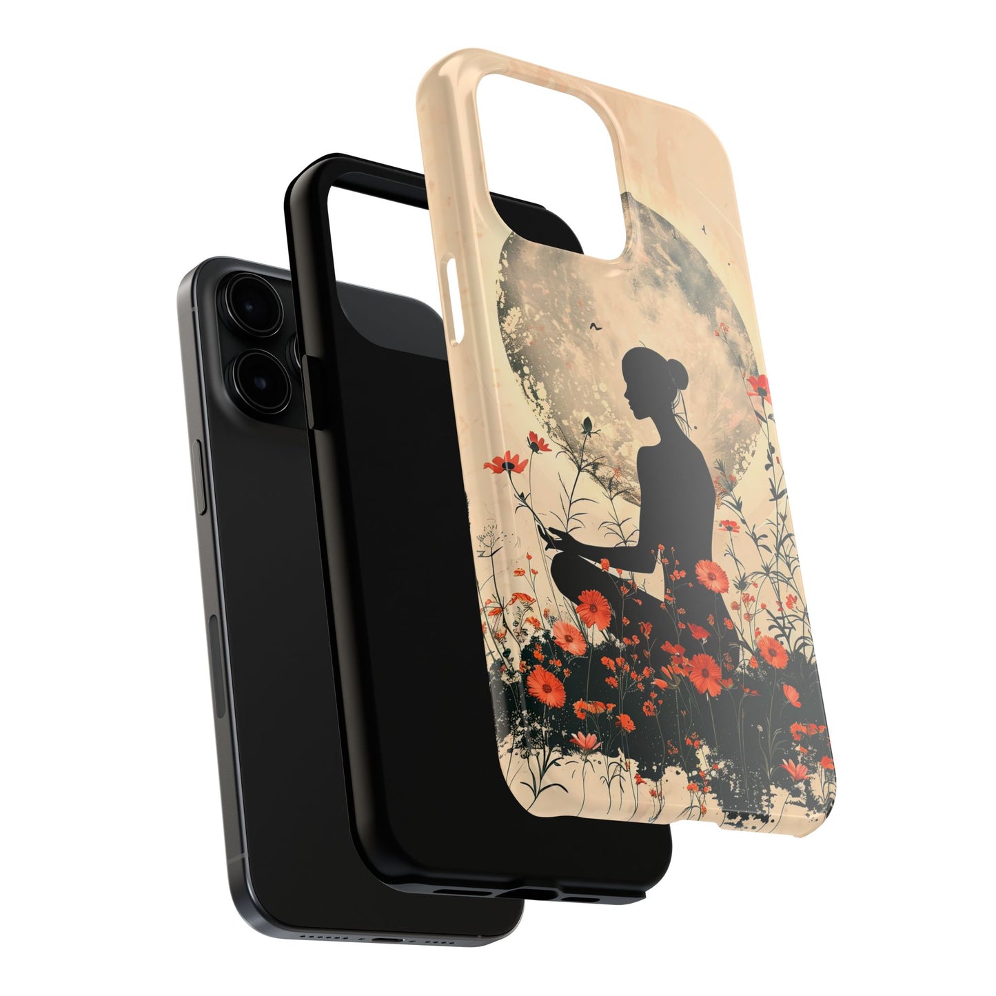 Meditative Vibe Tough Phone Case - Floral Silhouette Design