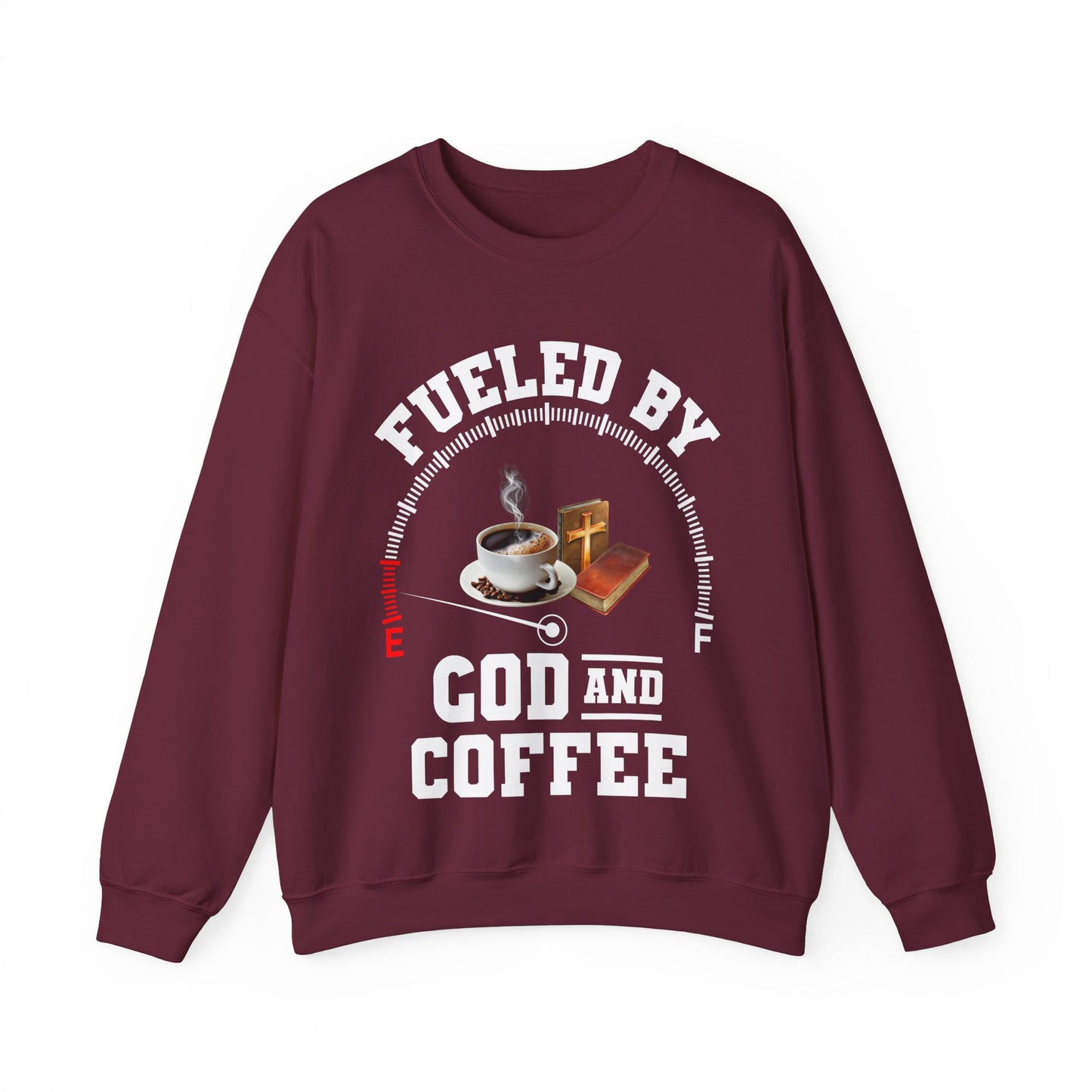 Fueled by God and Coffee Crewneck Sweatshirt for Coffee Lovers