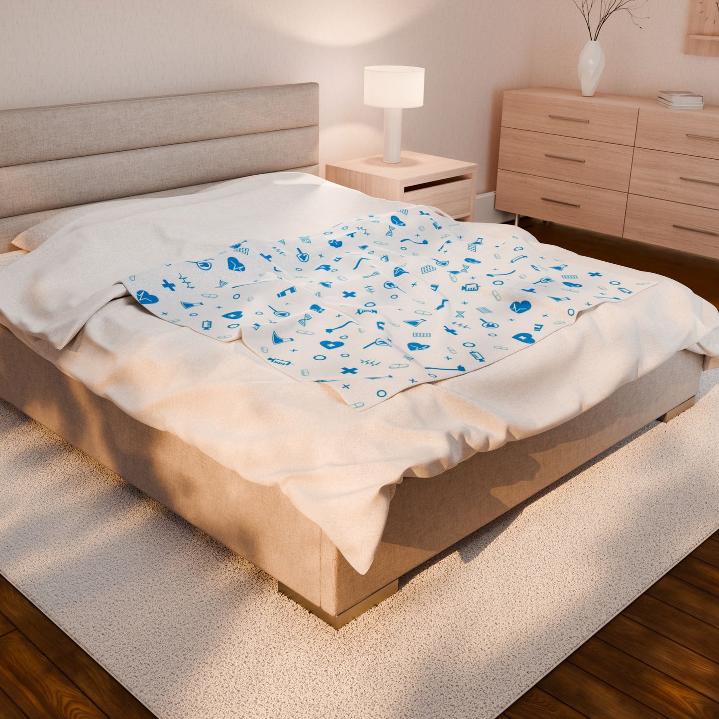 Medical-Themed Velveteen Plush Blanket for Cozy Comfort
