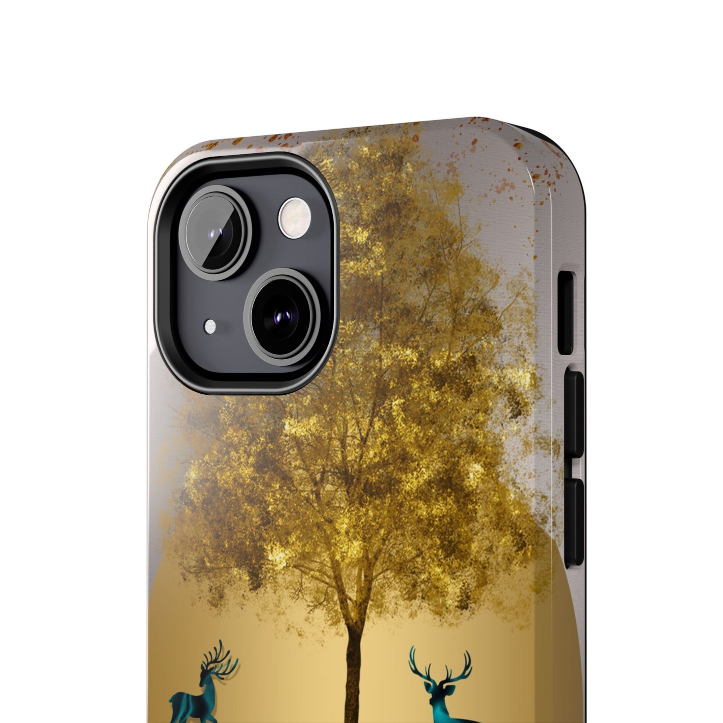 Elegant Wilderness Tough Phone Case - Golden Tree & Deer Design