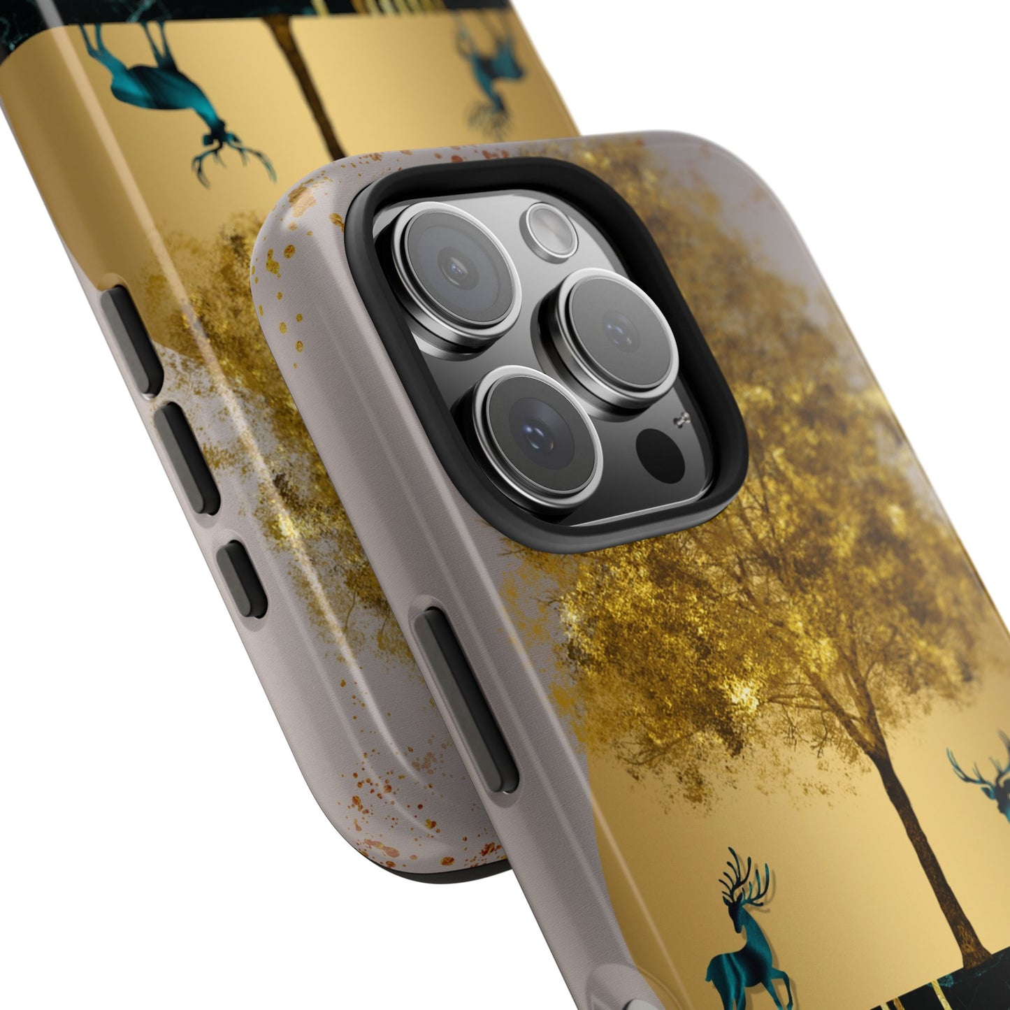 Elegant Wilderness Tough Phone Case - Golden Tree & Deer Design