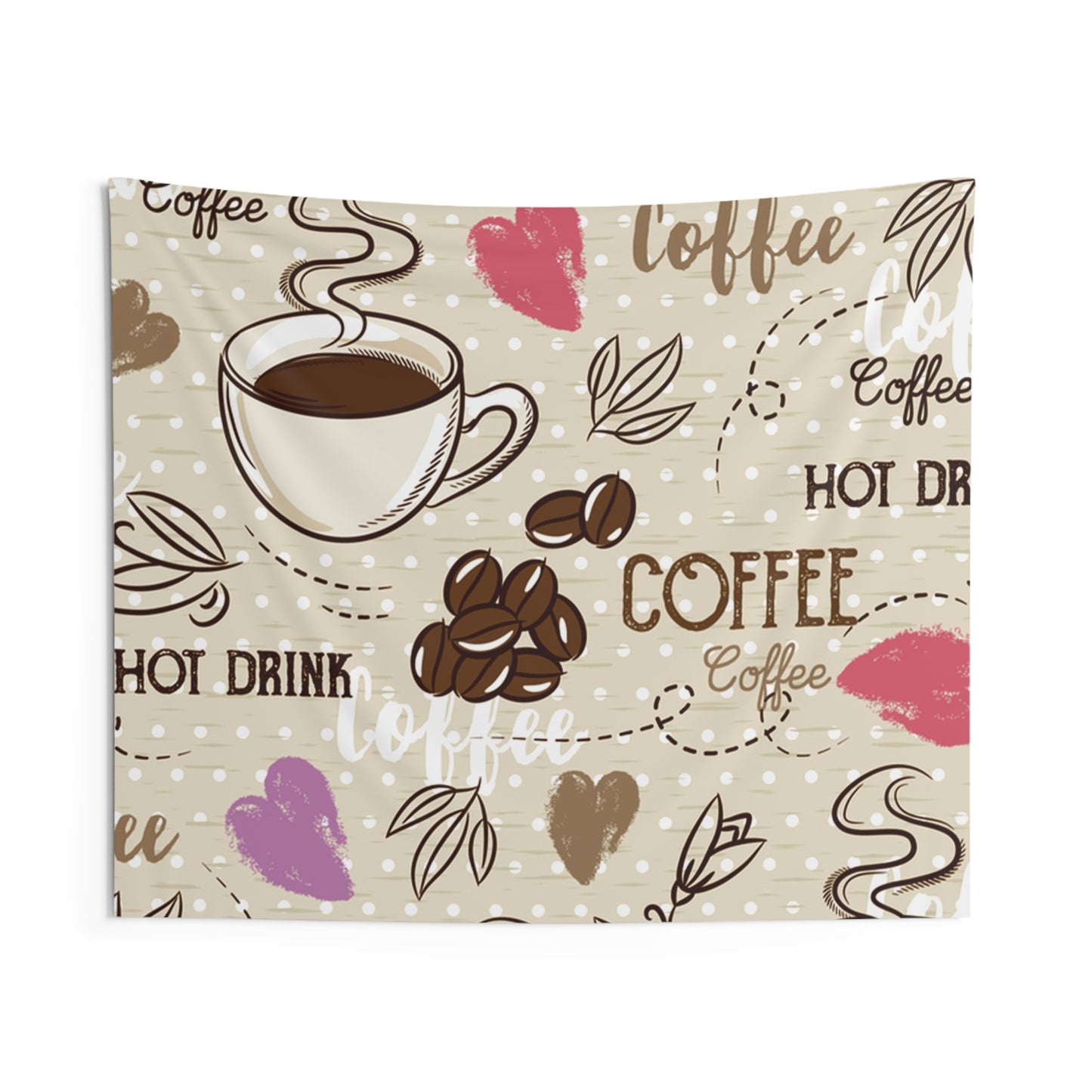 Cozy Coffee Indoor Wall Tapestry - Home Decor, Bohemian Wall Art, Coffee Lover Gift, Living Room Wall Hanging, Aesthetic Tapestry