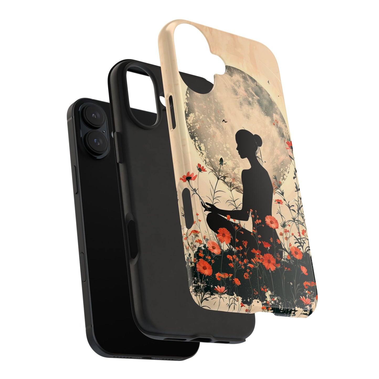 Meditative Vibe Tough Phone Case - Floral Silhouette Design