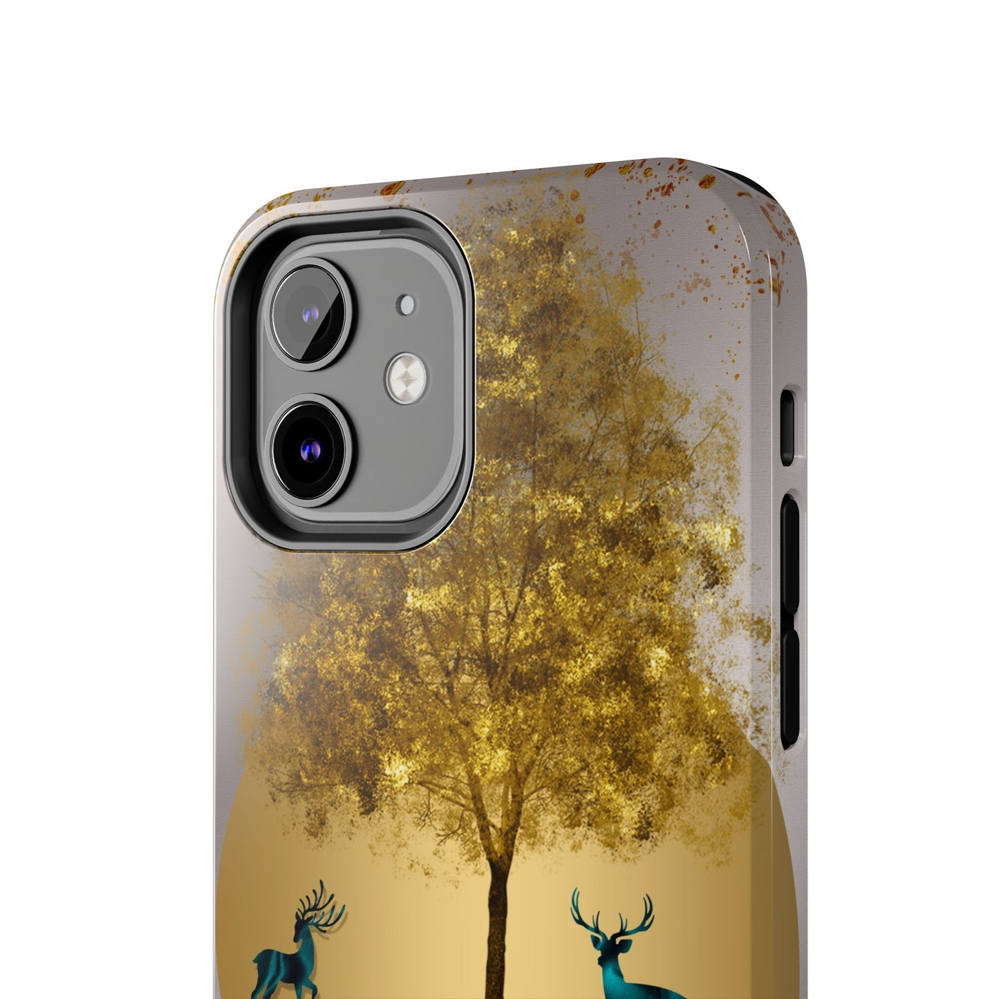 Elegant Wilderness Tough Phone Case - Golden Tree & Deer Design