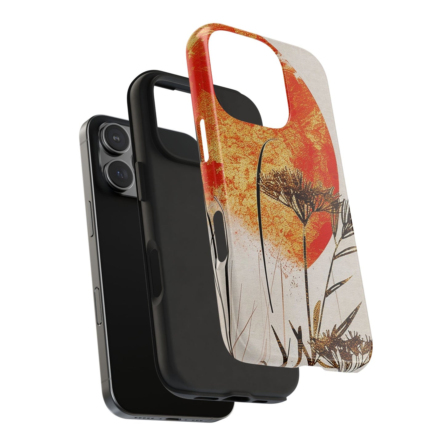 Artistic Floral Tough Phone Case - Sunset Design for Nature Lovers