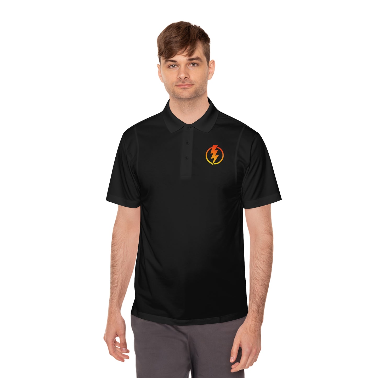 Men's Sport Polo Shirt with Lightning Bolt Design