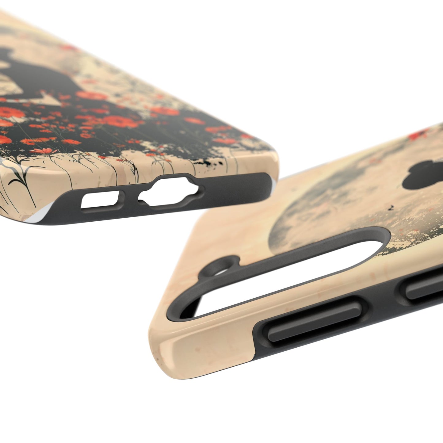 Meditative Vibe Tough Phone Case - Floral Silhouette Design