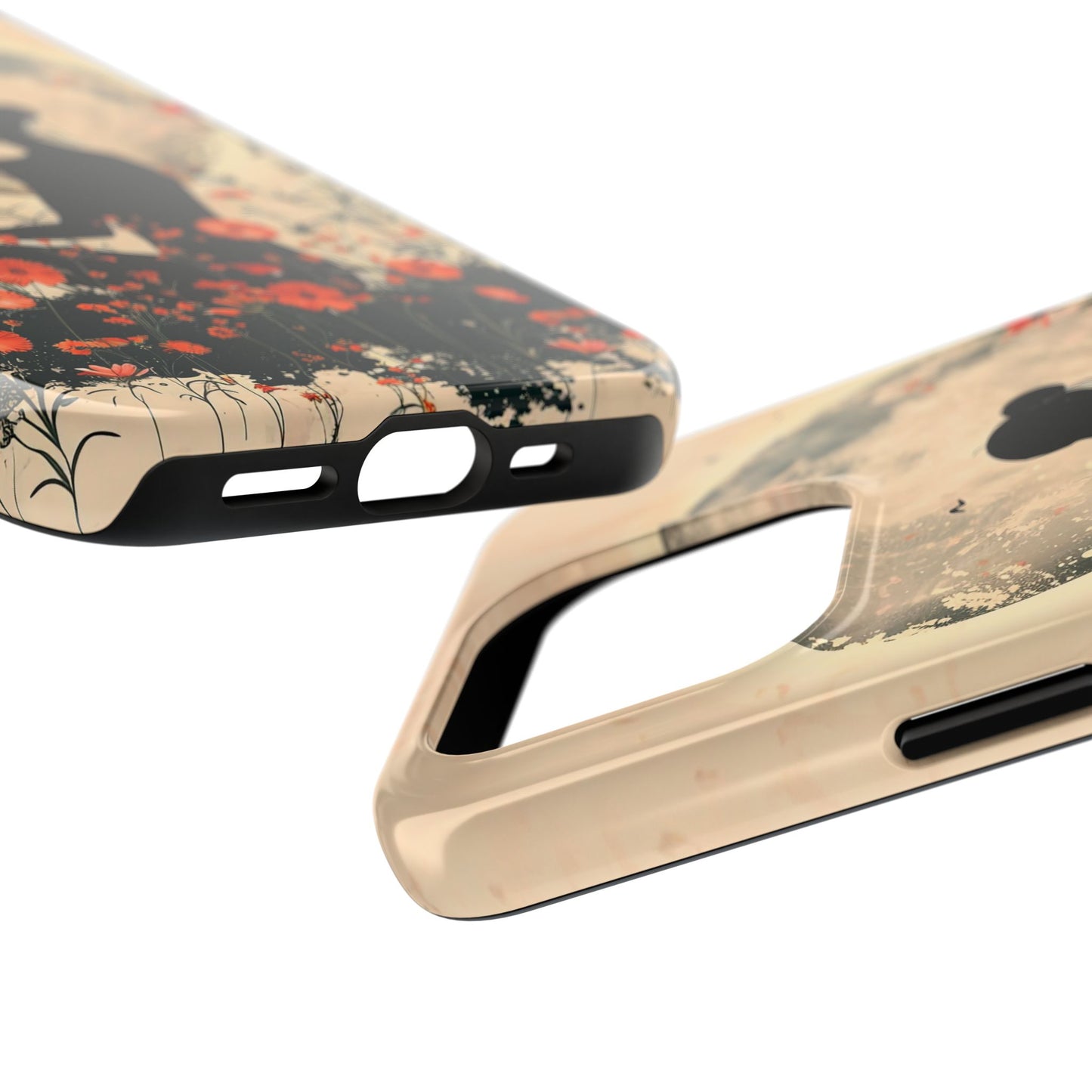 Meditative Vibe Tough Phone Case - Floral Silhouette Design