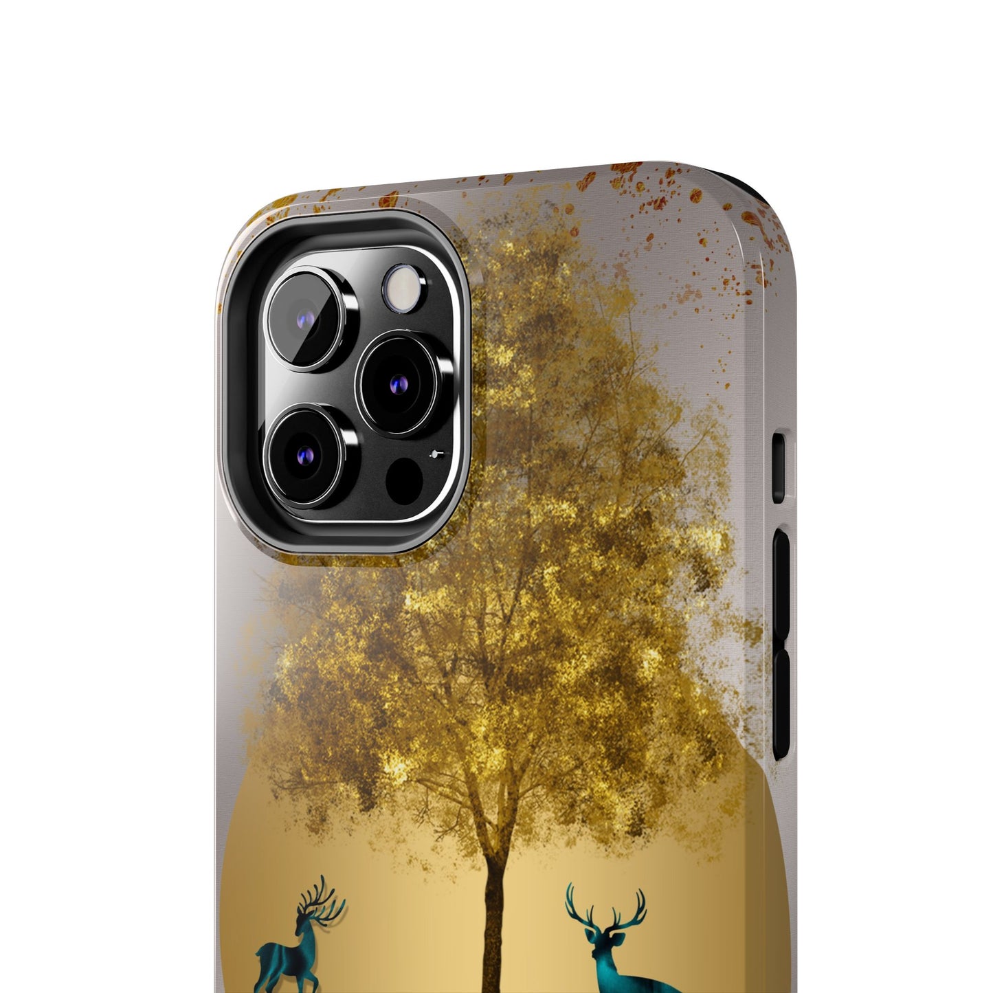 Elegant Wilderness Tough Phone Case - Golden Tree & Deer Design