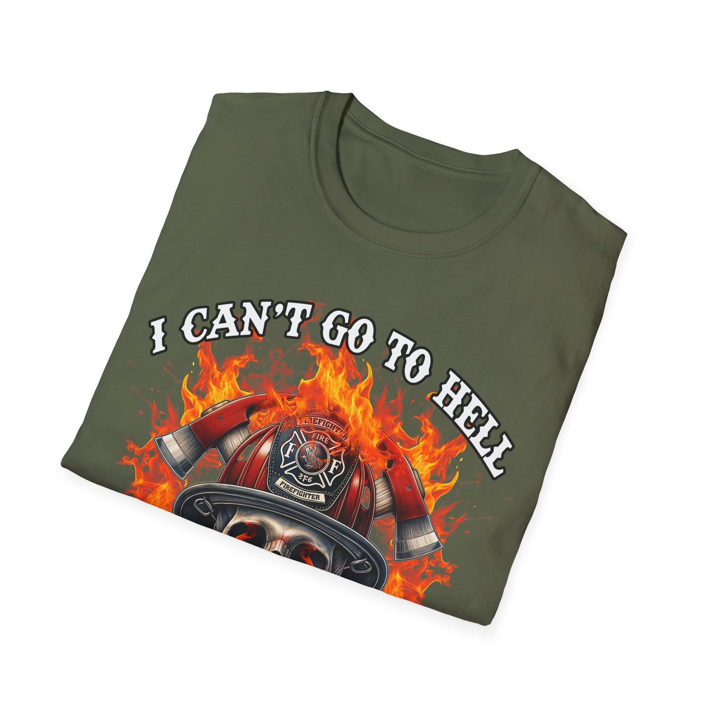 Unisex Softstyle T-Shirt: "I Can't Go to Hell - The Devil Has a Restraining Order" Graphic Tee