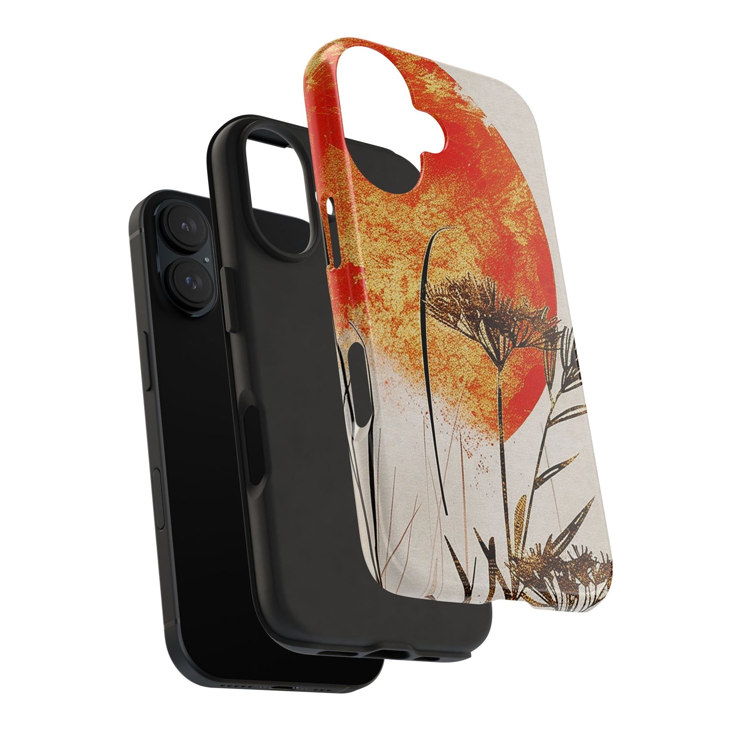 Artistic Floral Tough Phone Case - Sunset Design for Nature Lovers