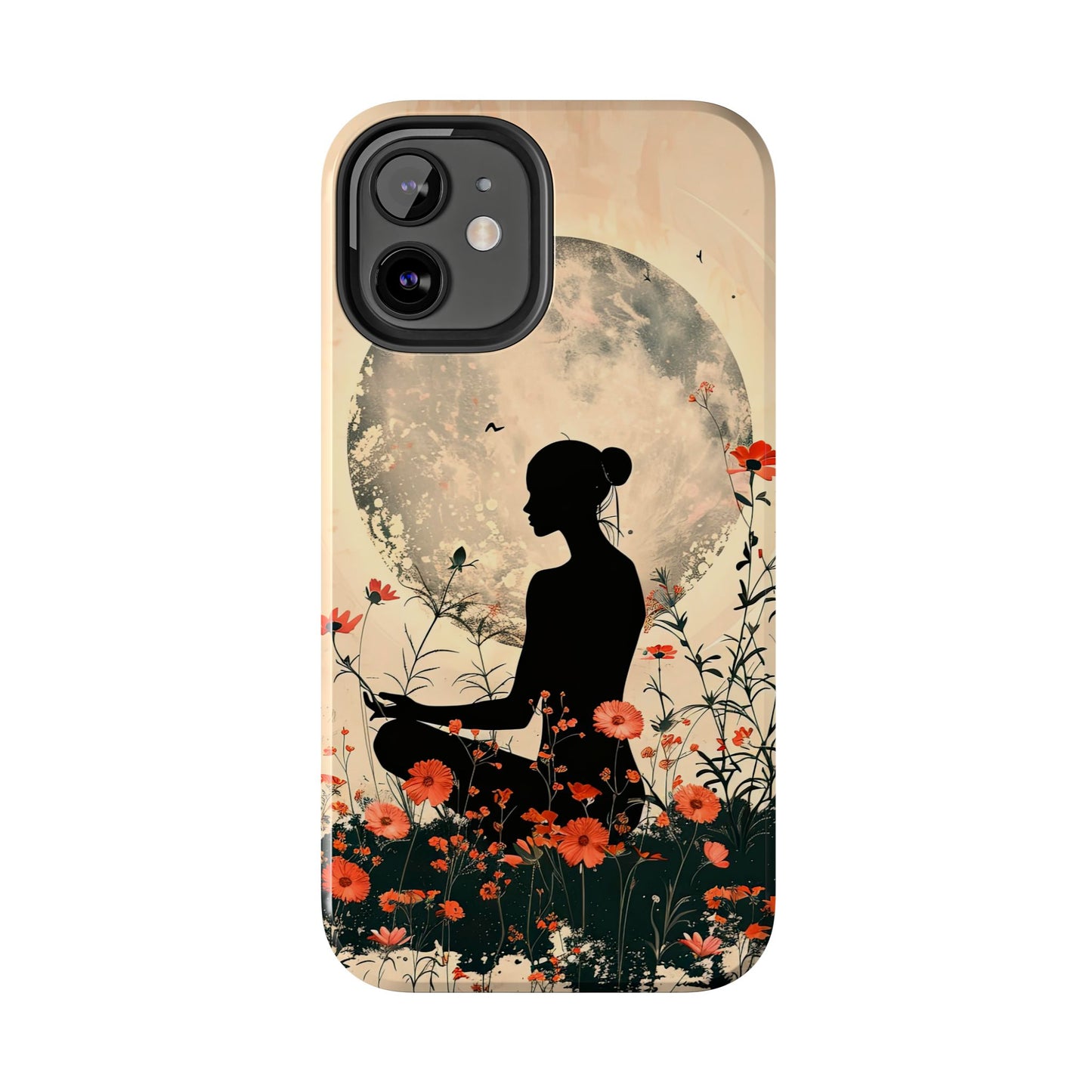 Meditative Vibe Tough Phone Case - Floral Silhouette Design