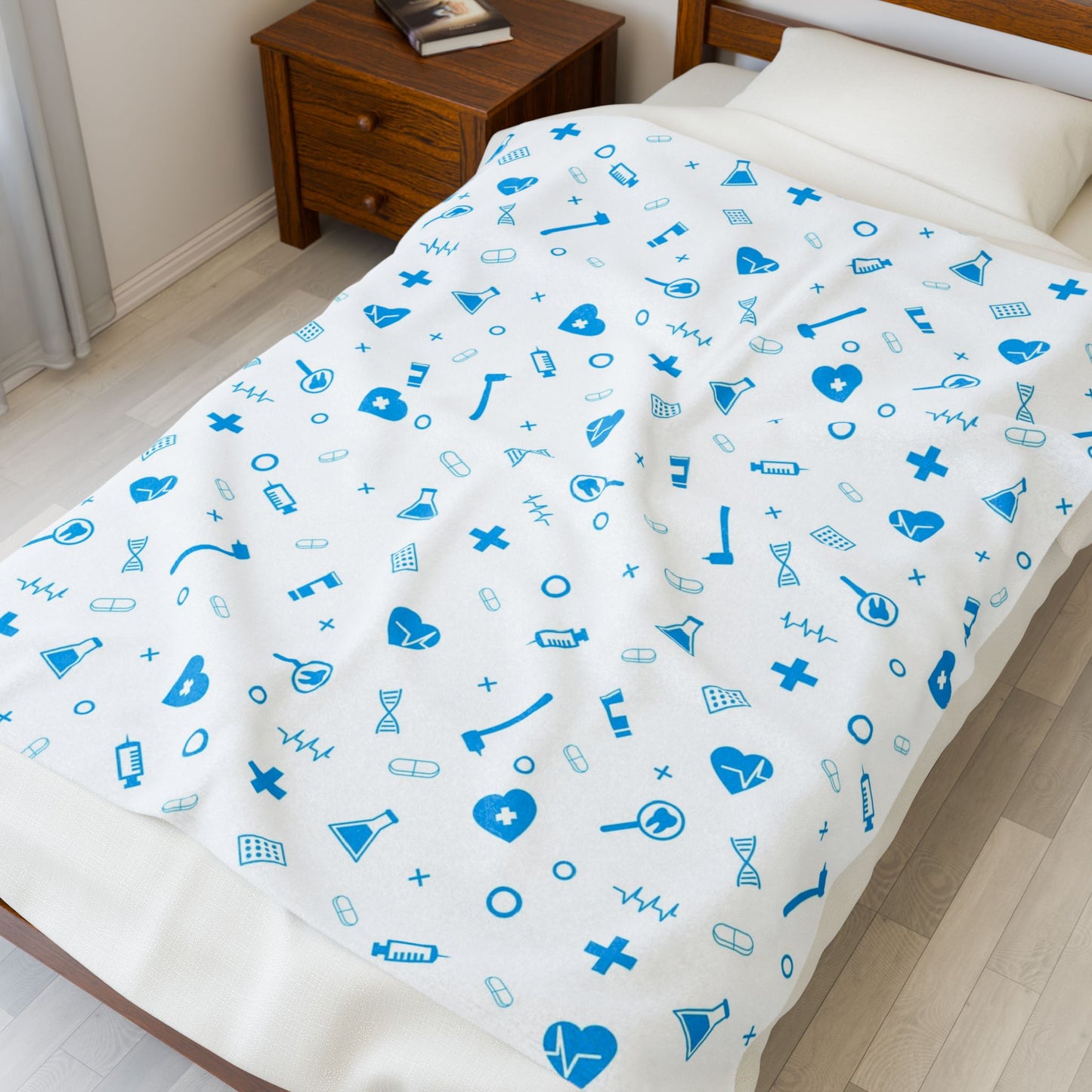 Medical-Themed Velveteen Plush Blanket for Cozy Comfort