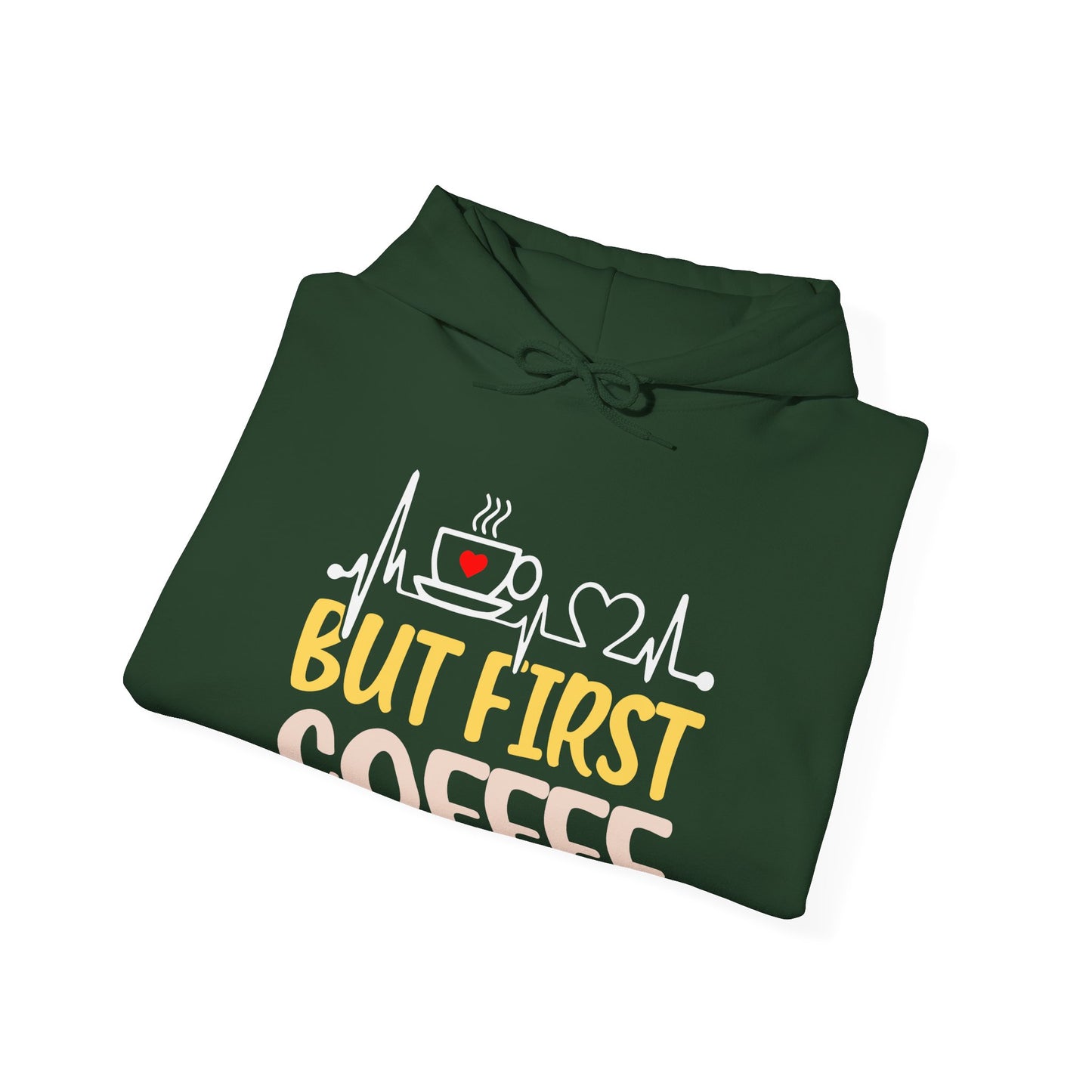 But First Coffee Hoodie - Unisex Heavy Blend Sweatshirt for Coffee Lovers