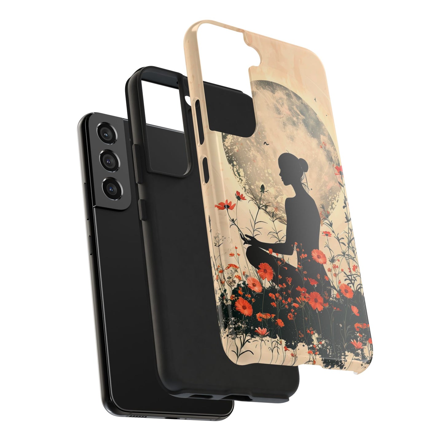 Meditative Vibe Tough Phone Case - Floral Silhouette Design