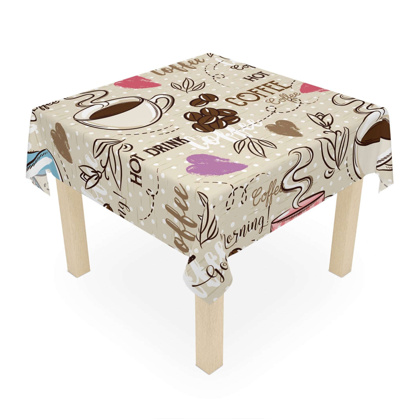 Coffee-Themed Tablecloth, Cozy Dining Decor, Kitchen Table Cover, Gift for Coffee Lovers, Cute Coffee Party Accessory