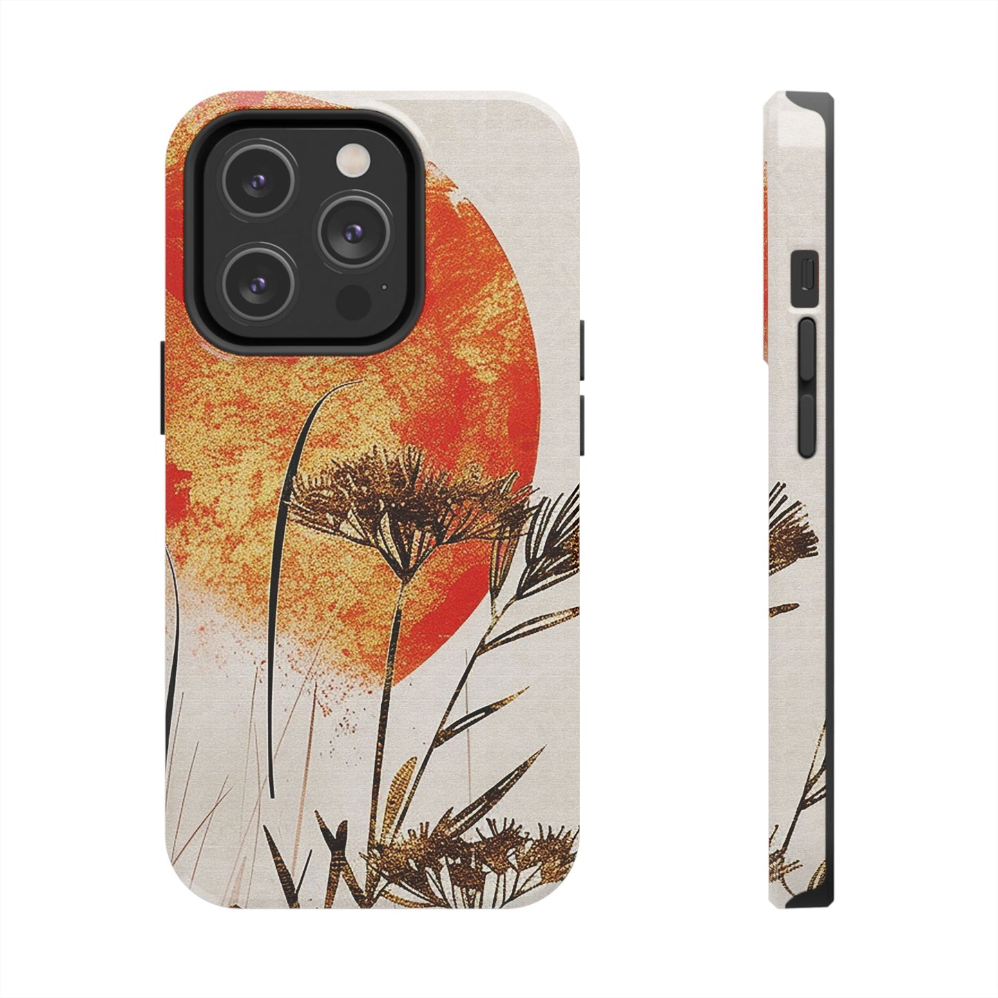 Artistic Floral Tough Phone Case - Sunset Design for Nature Lovers