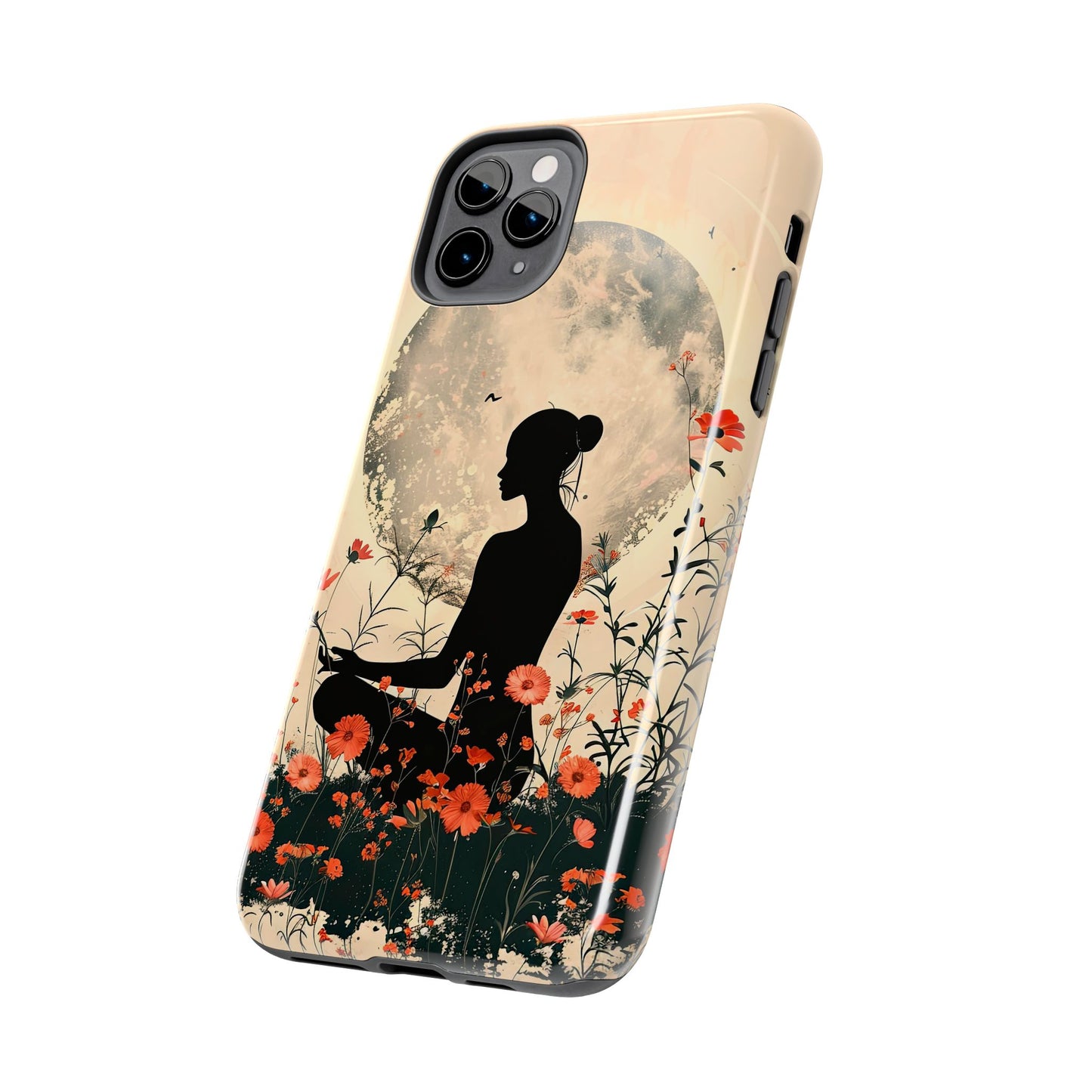 Meditative Vibe Tough Phone Case - Floral Silhouette Design