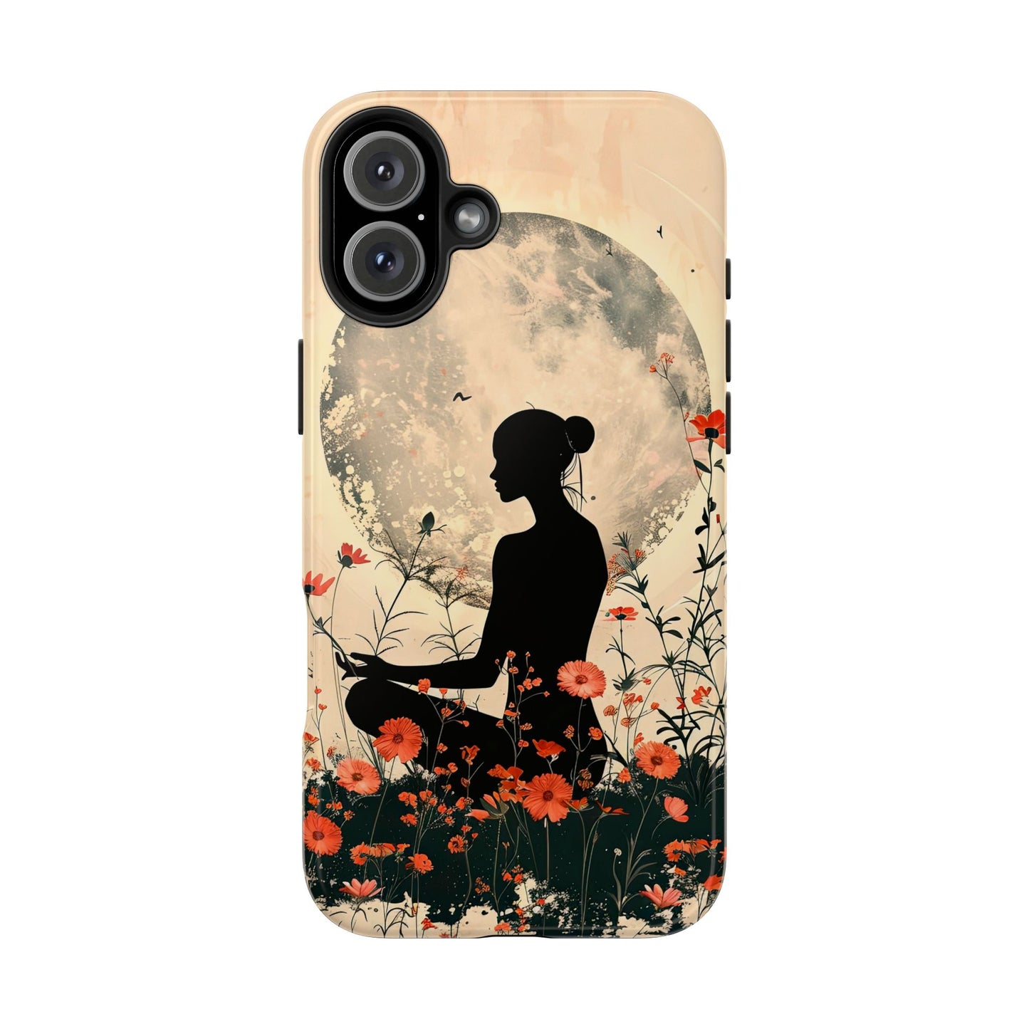 Meditative Vibe Tough Phone Case - Floral Silhouette Design
