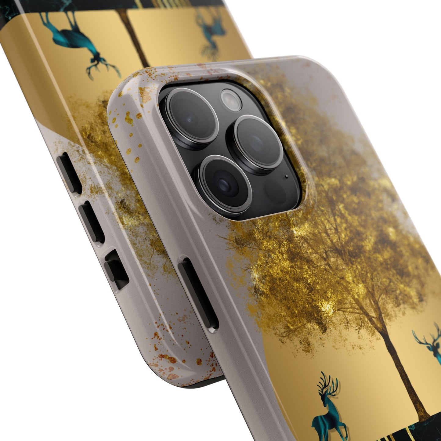 Elegant Wilderness Tough Phone Case - Golden Tree & Deer Design