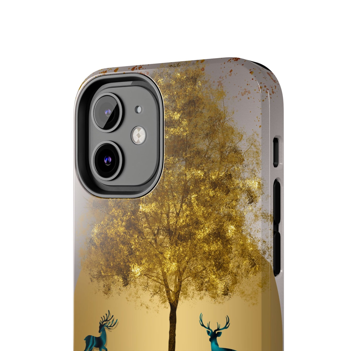 Elegant Wilderness Tough Phone Case - Golden Tree & Deer Design