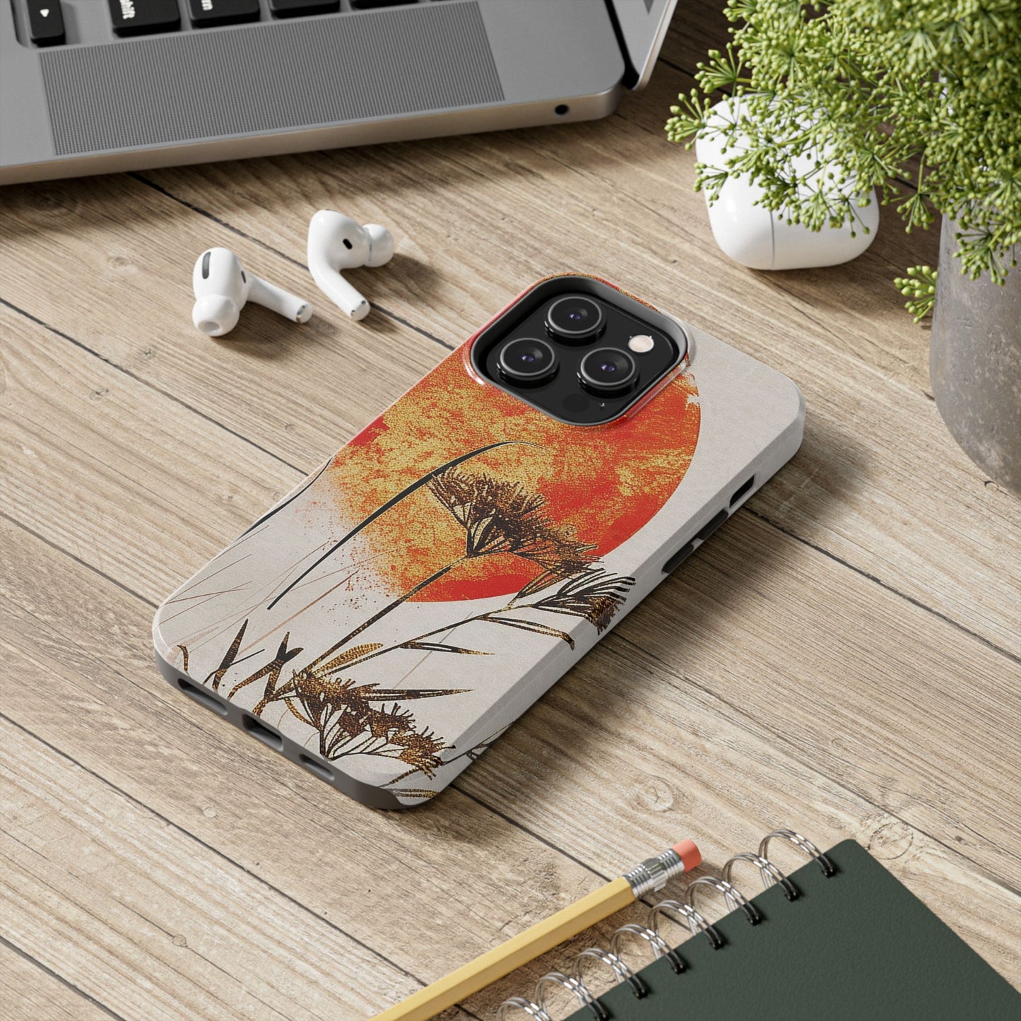 Artistic Floral Tough Phone Case - Sunset Design for Nature Lovers