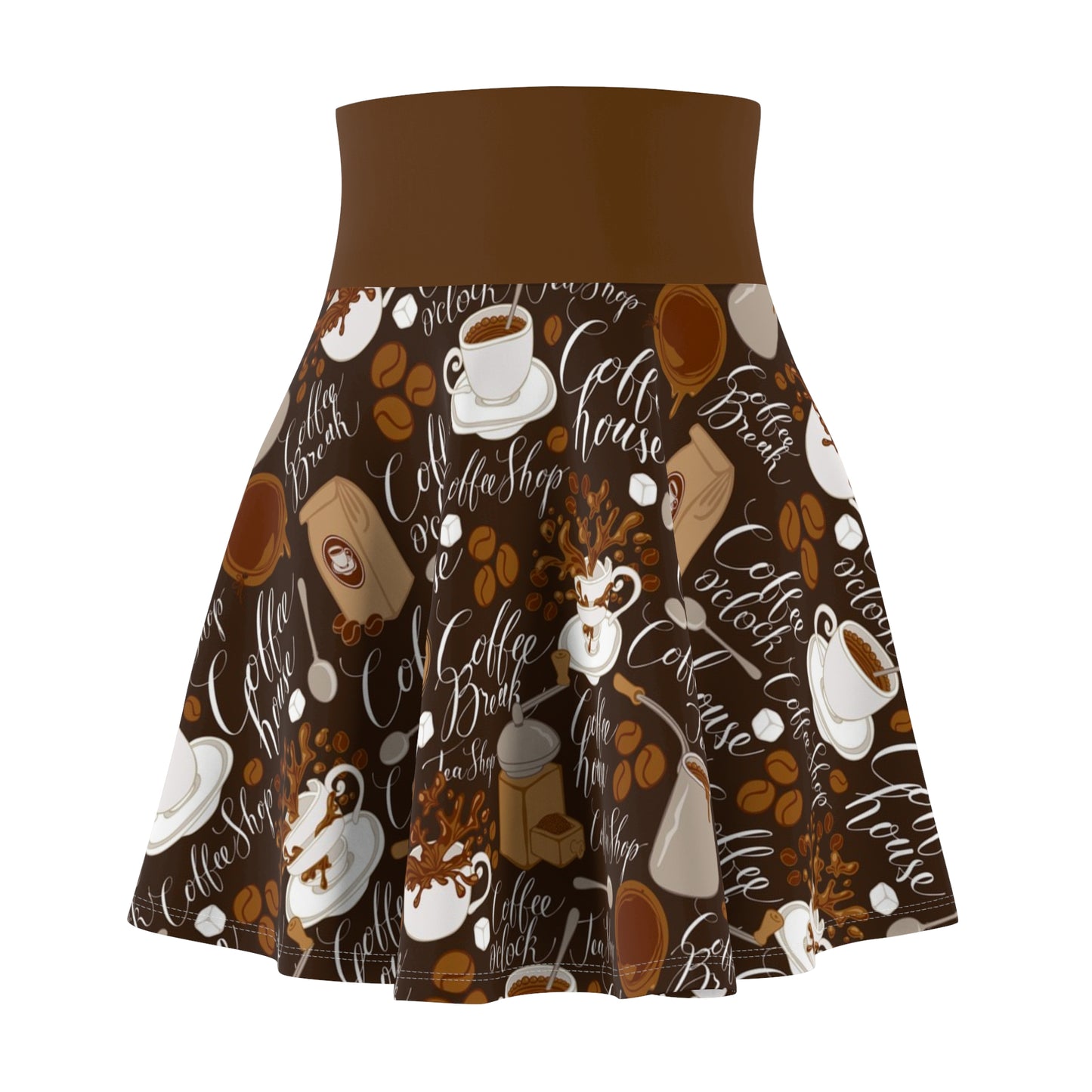 Coffee Lover's Women's Skater Skirt - Trendy Coffee Shop Design
