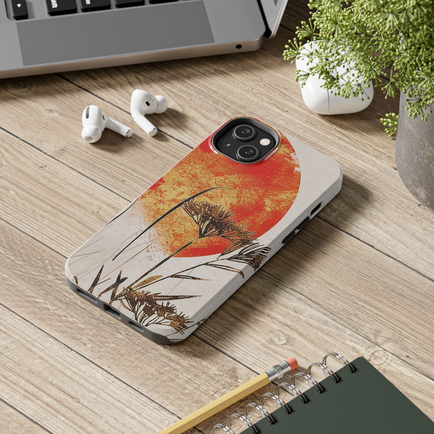 Artistic Floral Tough Phone Case - Sunset Design for Nature Lovers