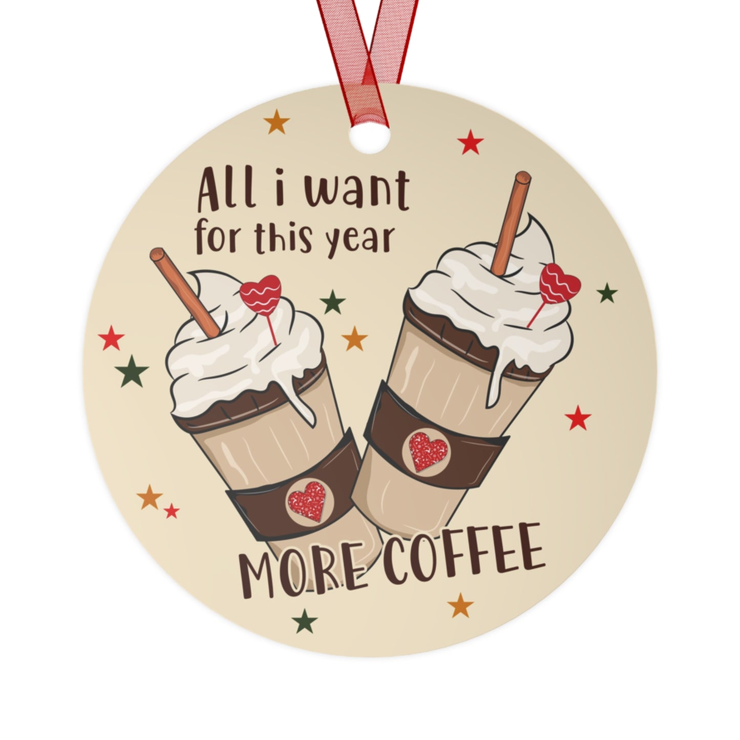 Cute Coffee Lover's Metal Ornaments, Festive Holiday Decorations, Personalized Gifts, Tree Ornaments, Coffee-Themed Gifts