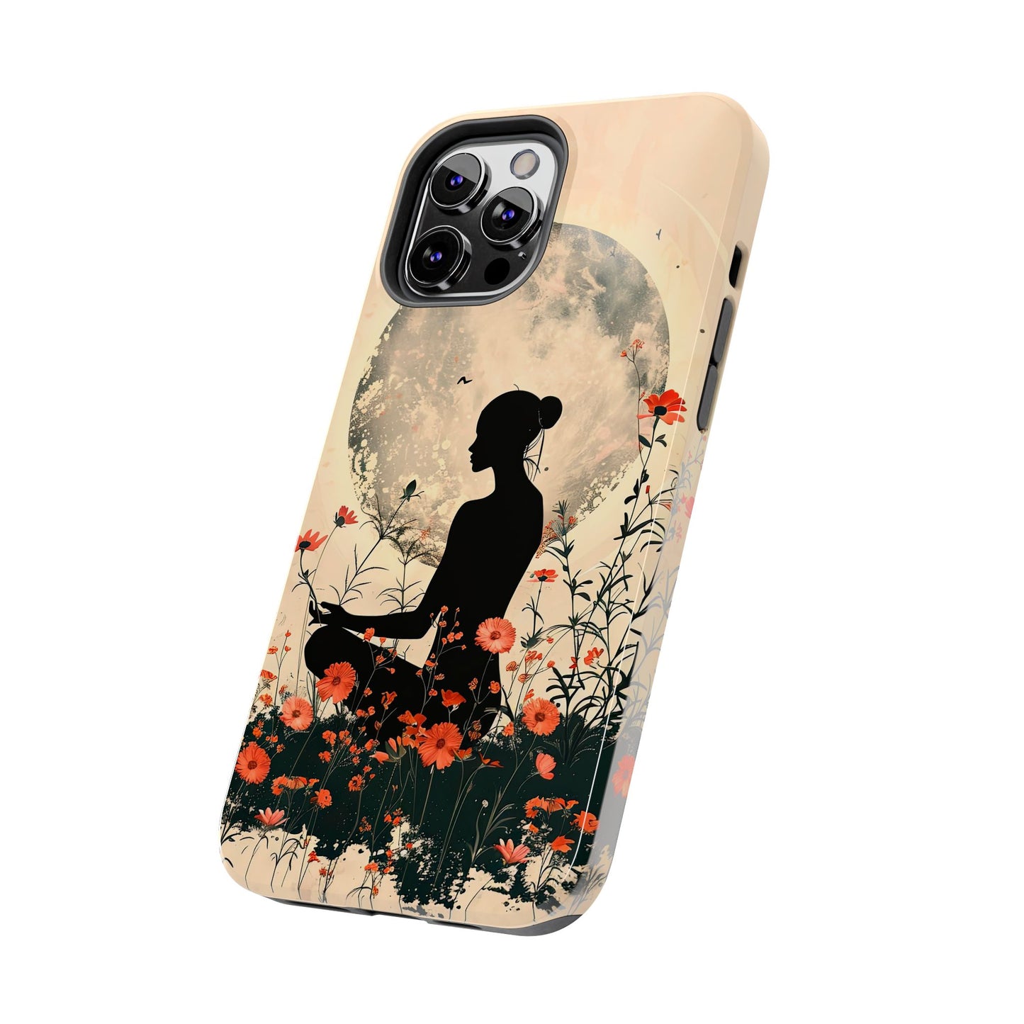 Meditative Vibe Tough Phone Case - Floral Silhouette Design