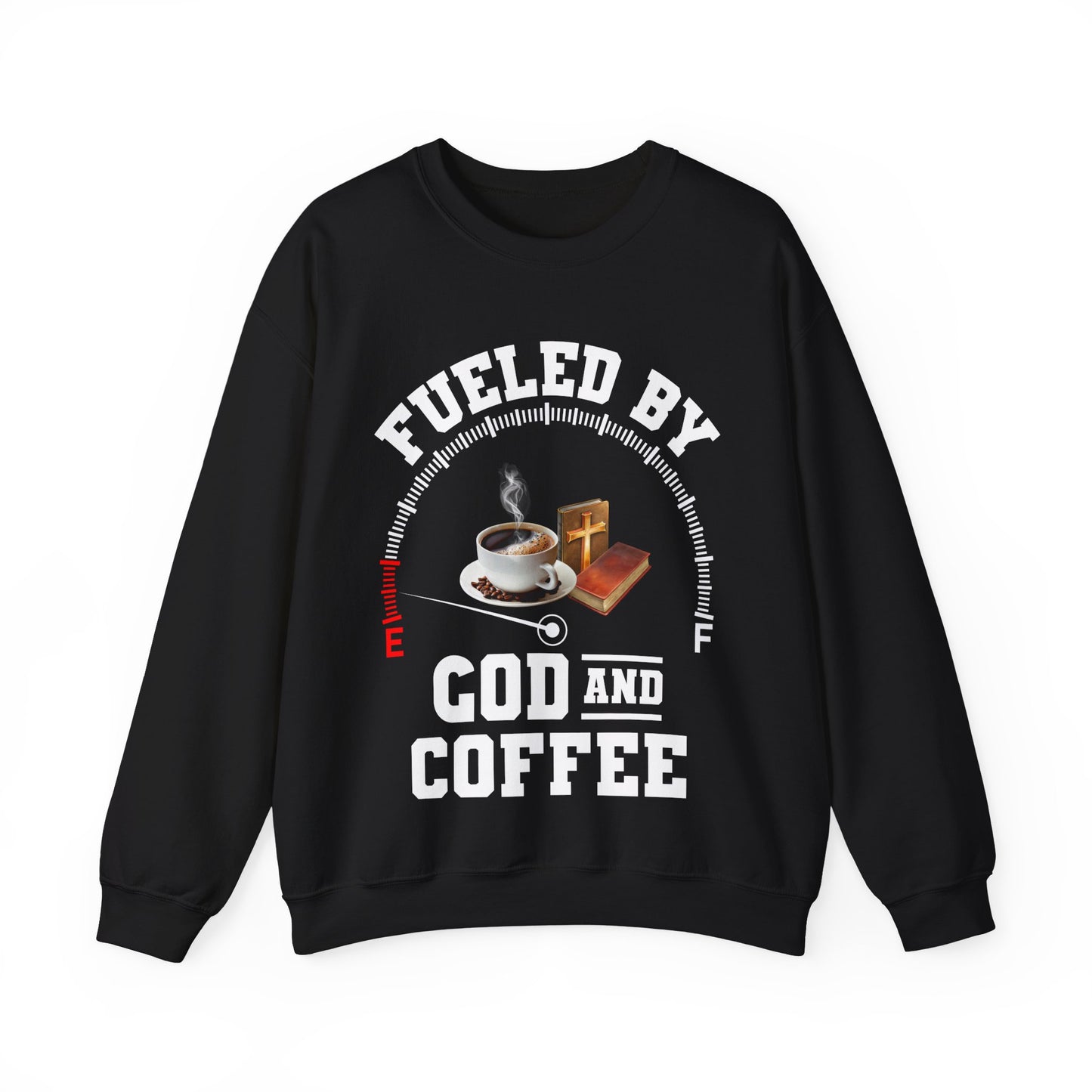 Fueled by God and Coffee Crewneck Sweatshirt for Coffee Lovers