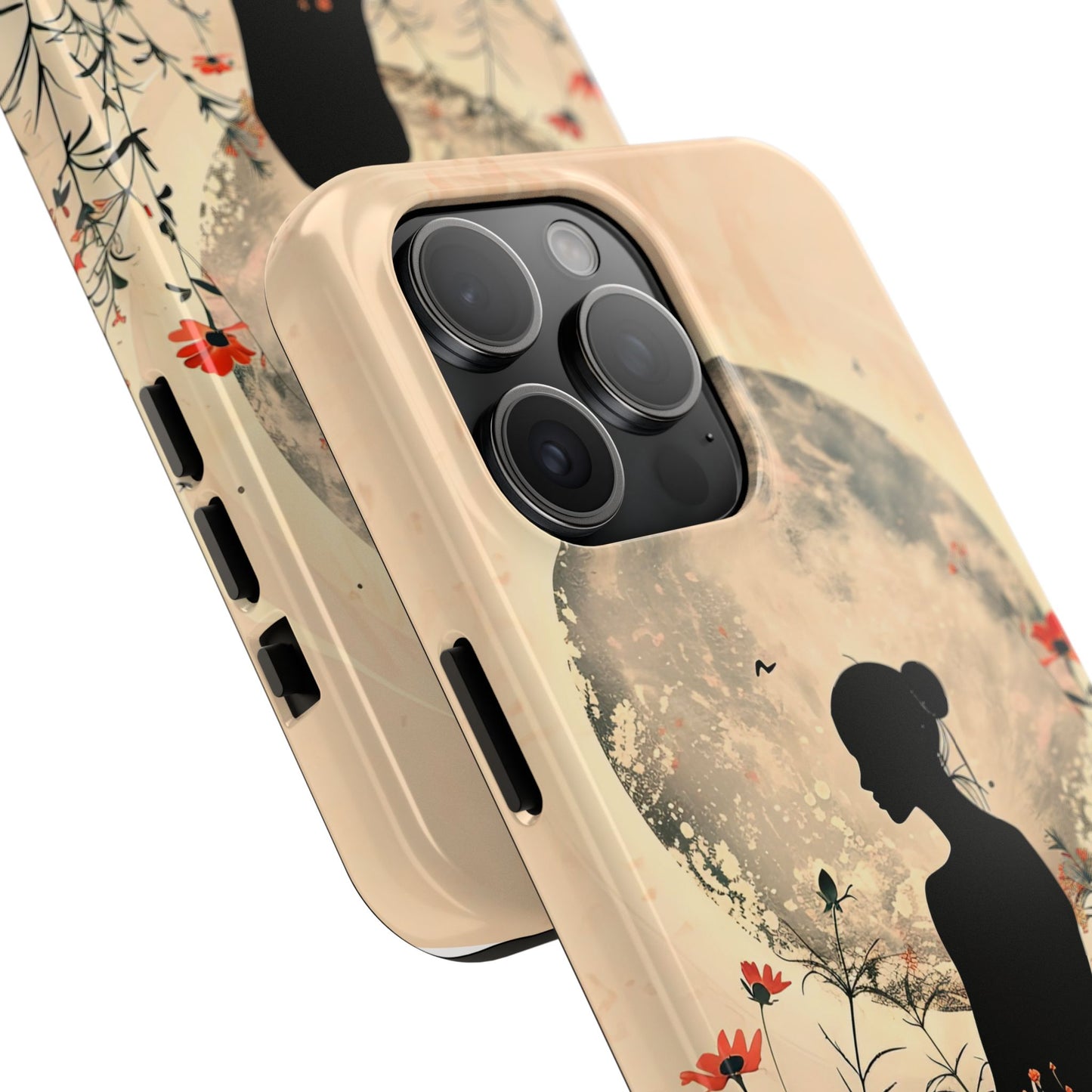 Meditative Vibe Tough Phone Case - Floral Silhouette Design