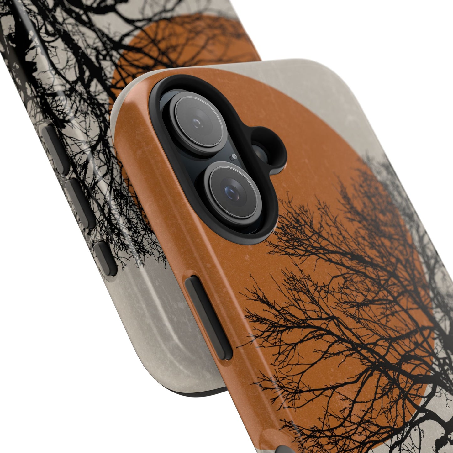 Artistic Tough Phone Case with Tree and Sunset Design
