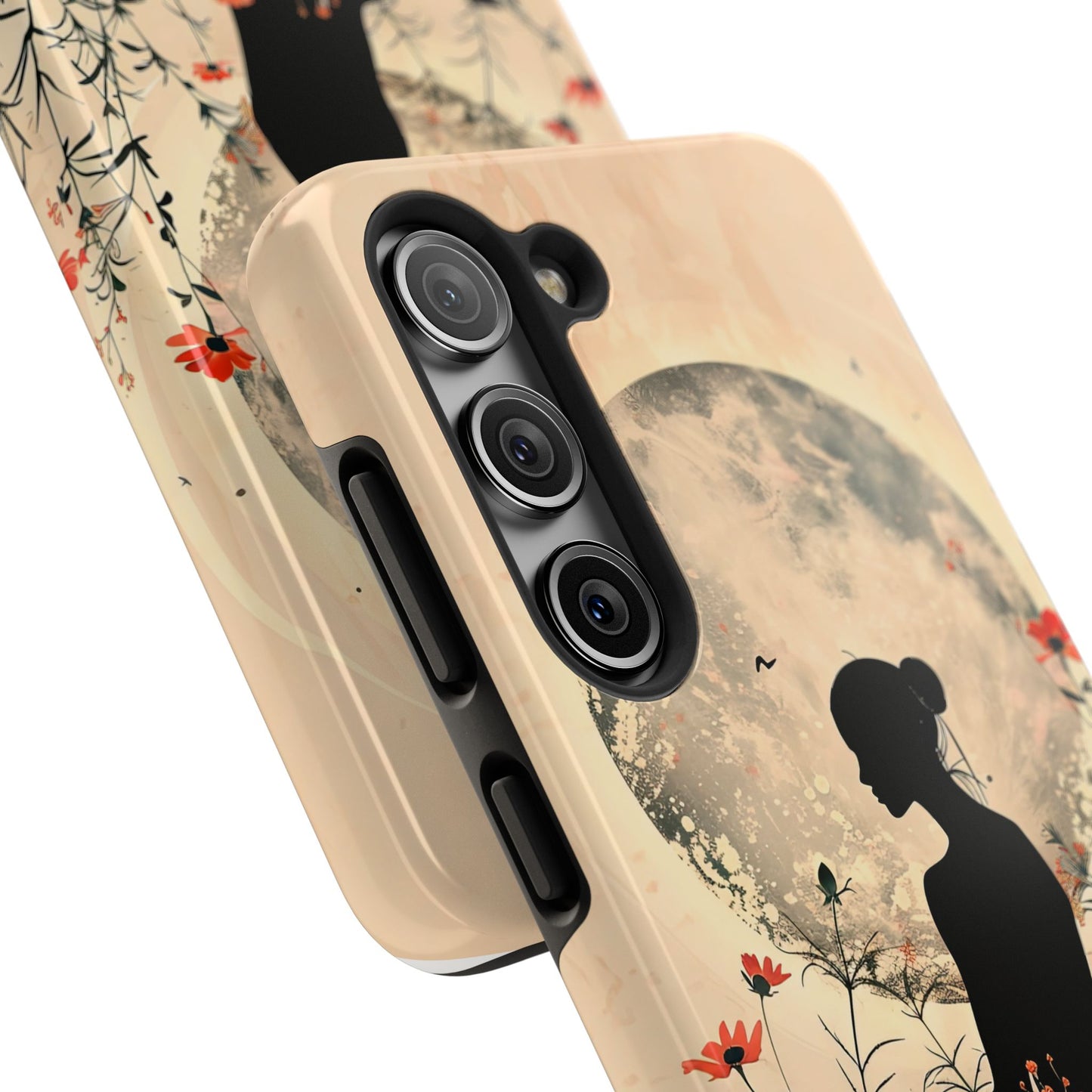 Meditative Vibe Tough Phone Case - Floral Silhouette Design