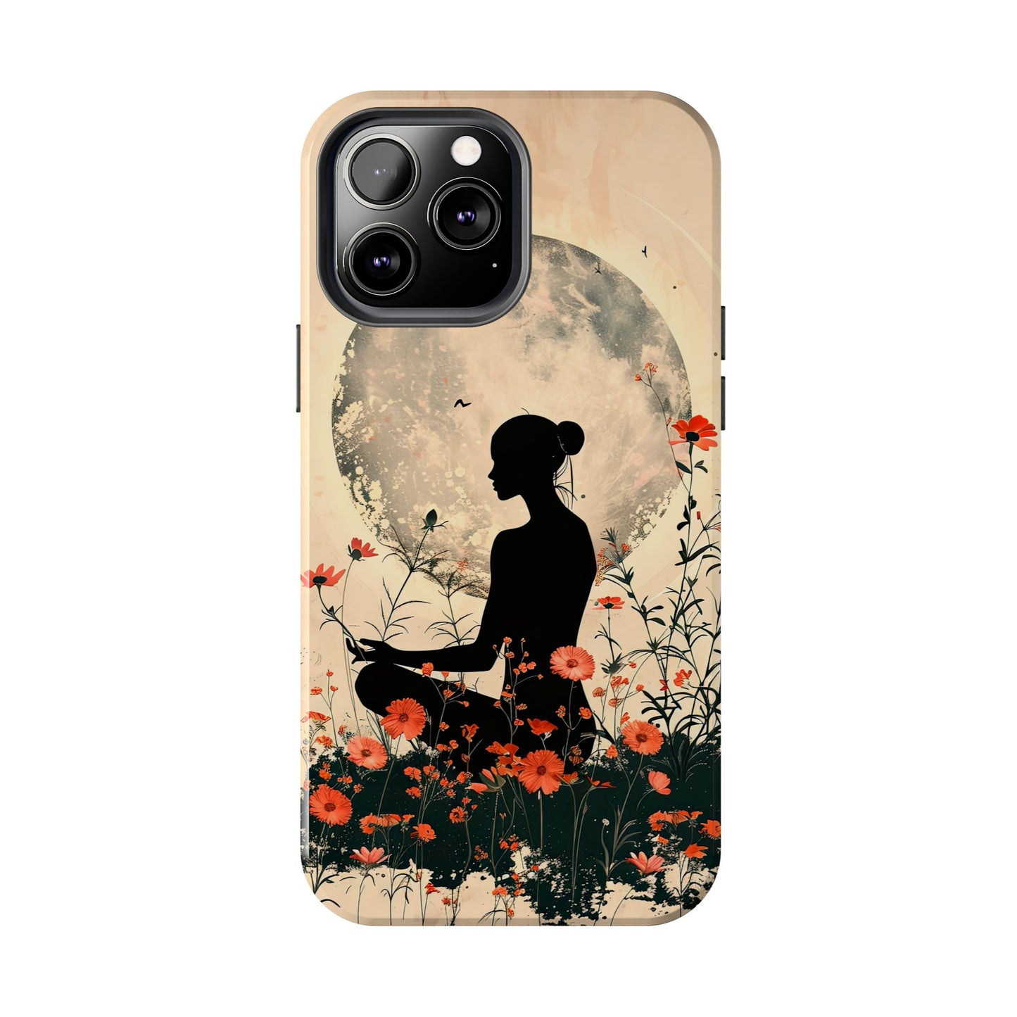 Meditative Vibe Tough Phone Case - Floral Silhouette Design