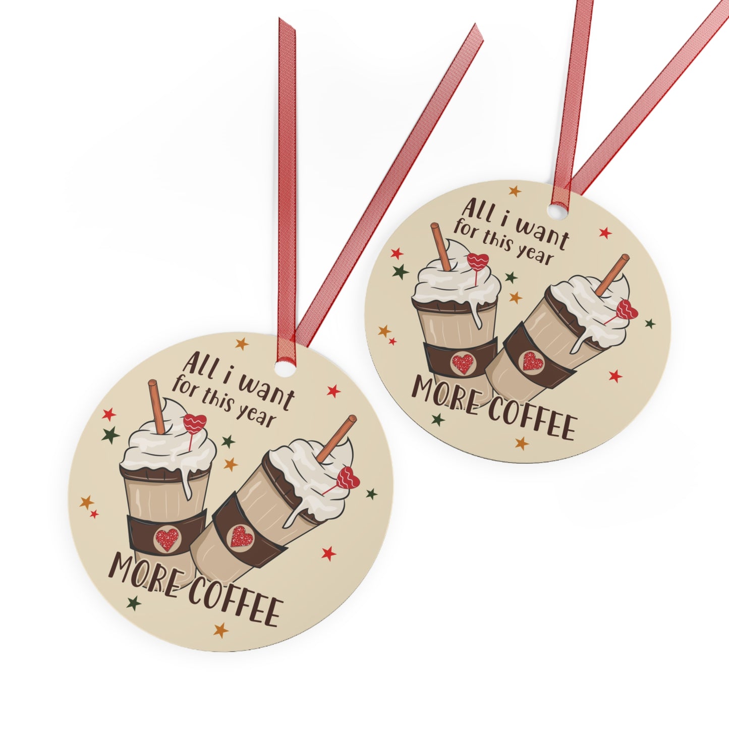 Cute Coffee Lover's Metal Ornaments, Festive Holiday Decorations, Personalized Gifts, Tree Ornaments, Coffee-Themed Gifts